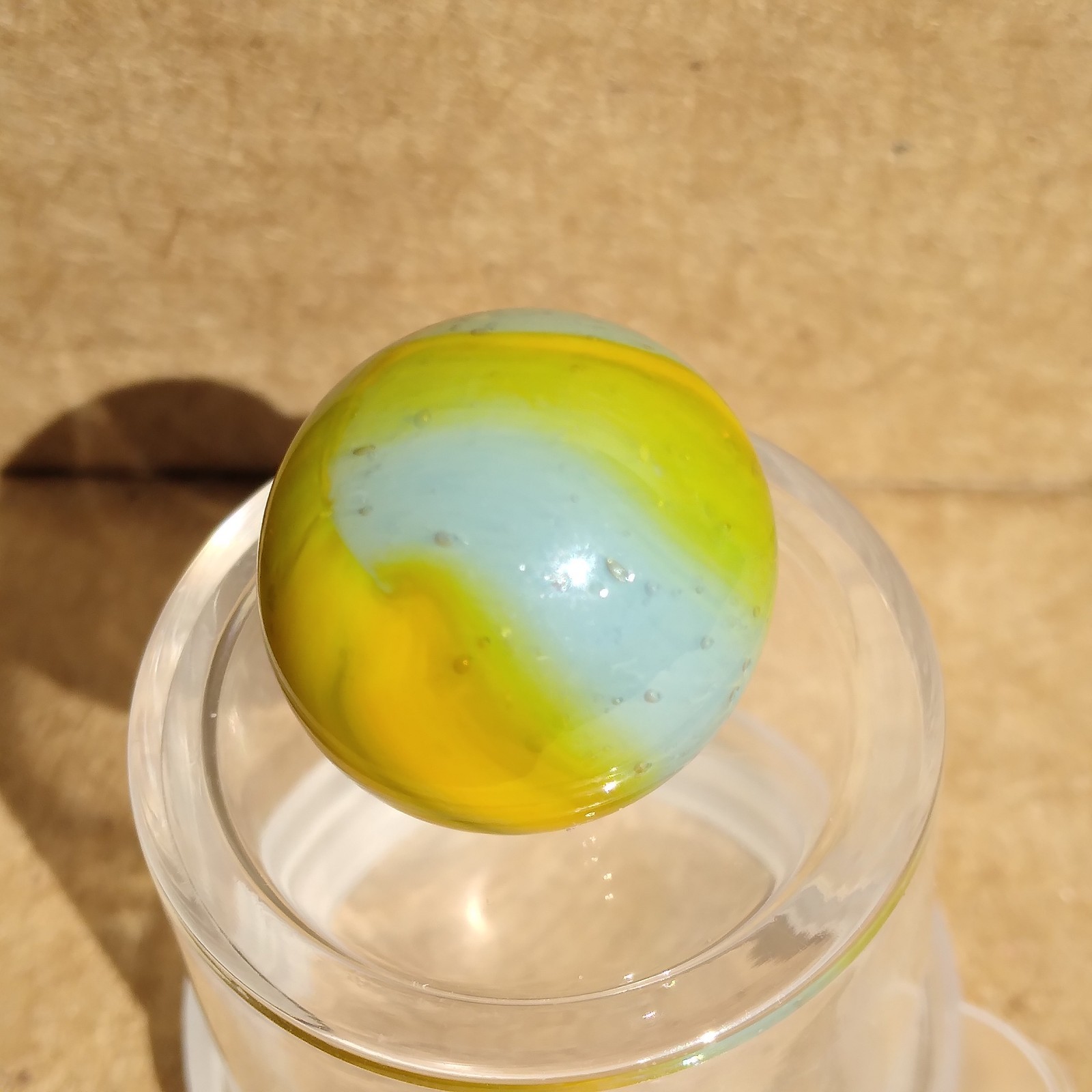 .62″ Vintage Ribbon Marble- Seedy Blue Yellow- Kokomo Peltier
