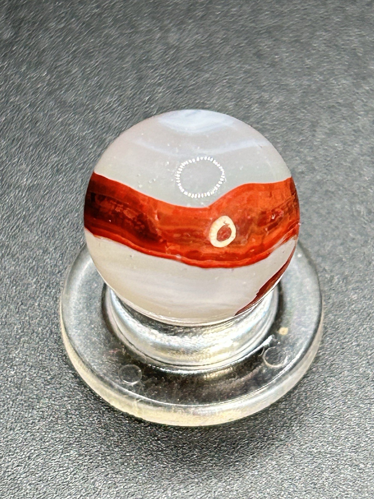 Vintage Akro Agate Silver Oxblood Marble Thick Oxblood Snake Pattern 0.591”
