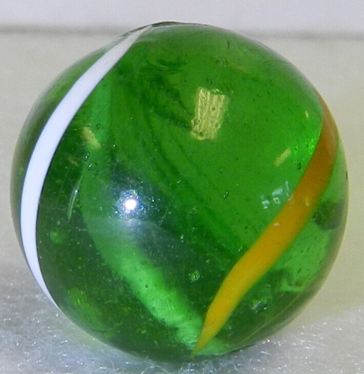 #17137m Nice High Grade Green Glass Vintage German Handmade Marble .70 Inches