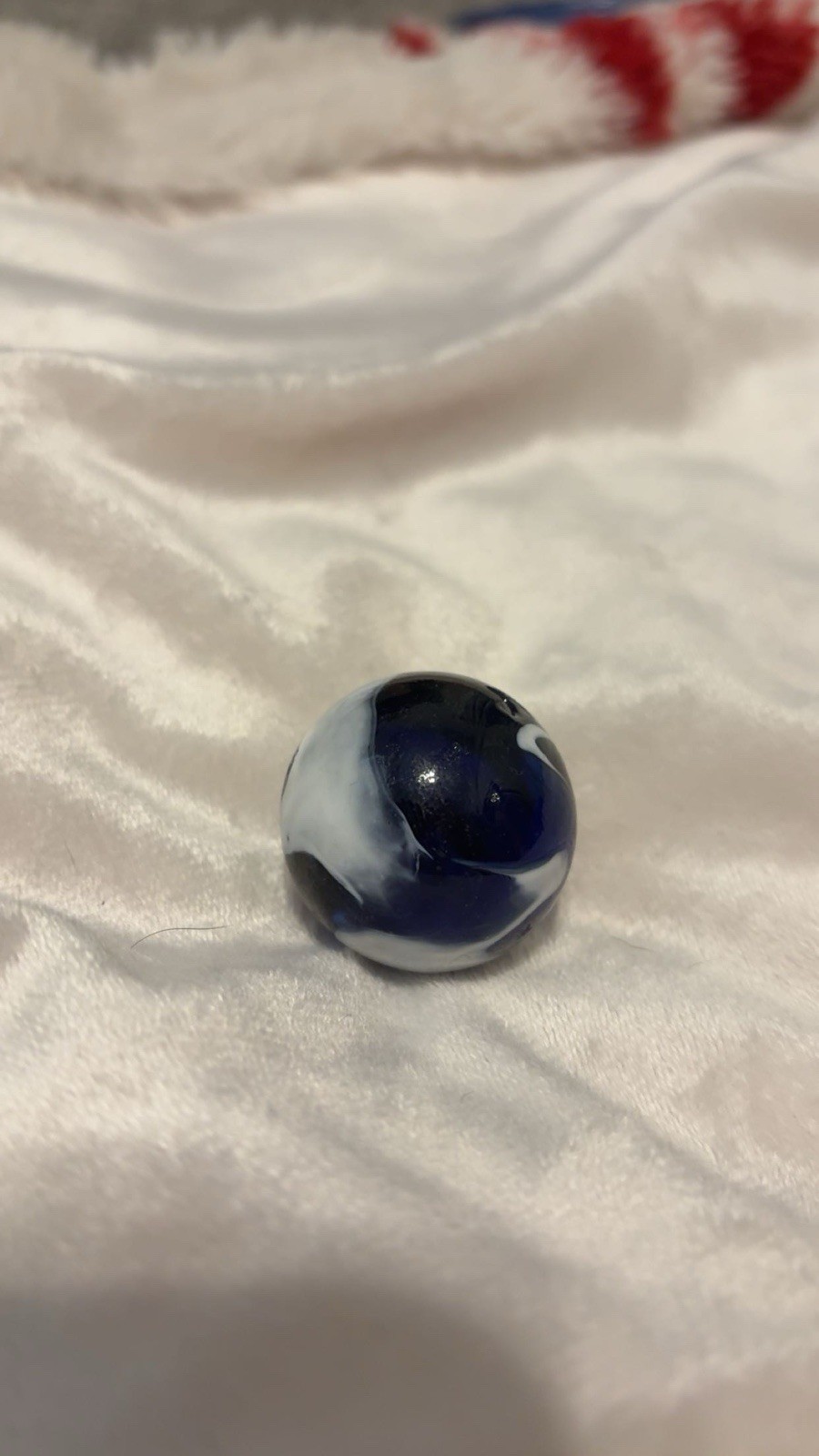 Vintage Dark Blue with White Swirl Glass Marble 1 Inch