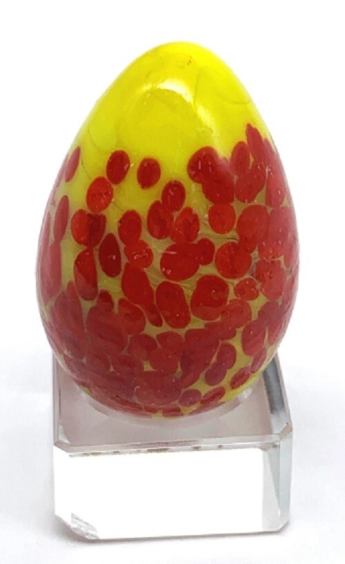 Set of 3 Styles Miniature Egg Shaped Hand Blown Art Glass Marbles RARE Multi