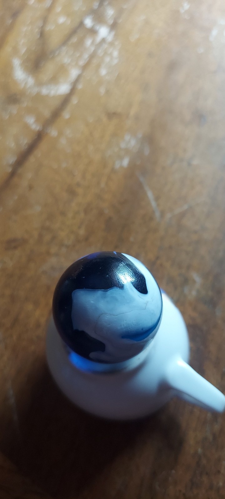 Vintage Dark Blue with White Swirl Glass Marble 1 Inch, HANDMADE
