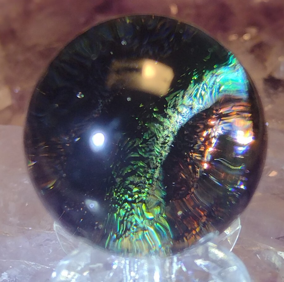 1″ STUNNING CONTEMPORARY ART MARBLES – GLITTER RAINBOW GALAXY -BEAUTY NM LOOK