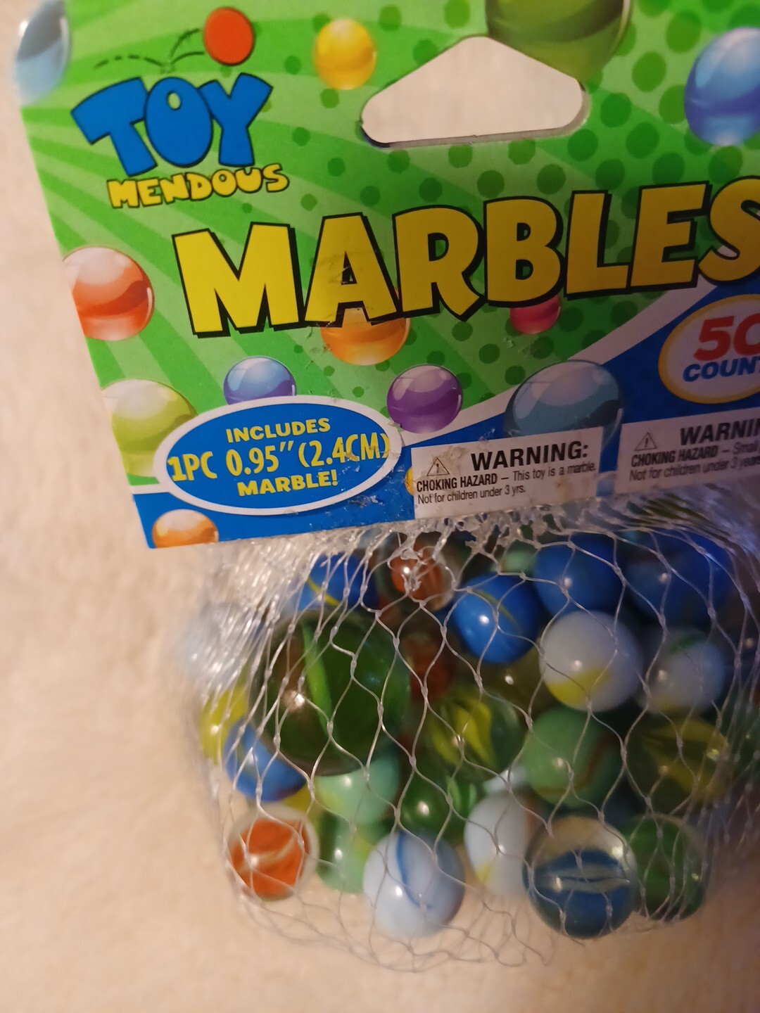 50 Glass Marbles Toy Mendous 50 Pieces 0.95 inch 2.4 cm Marble Assorted Colors!