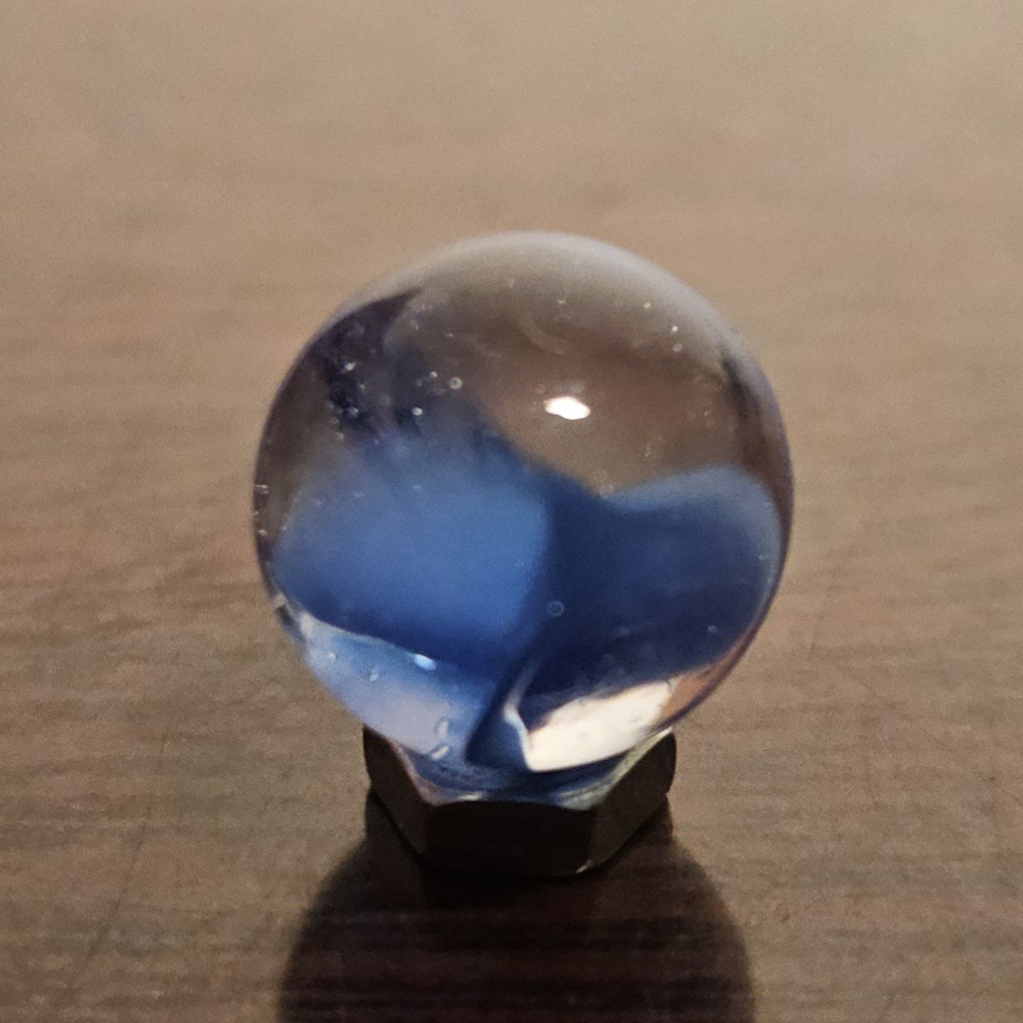 Vintage CE Bogard 4-Lobe Collapsed Floppy Hybrid Blue Clear O.593″ Marble