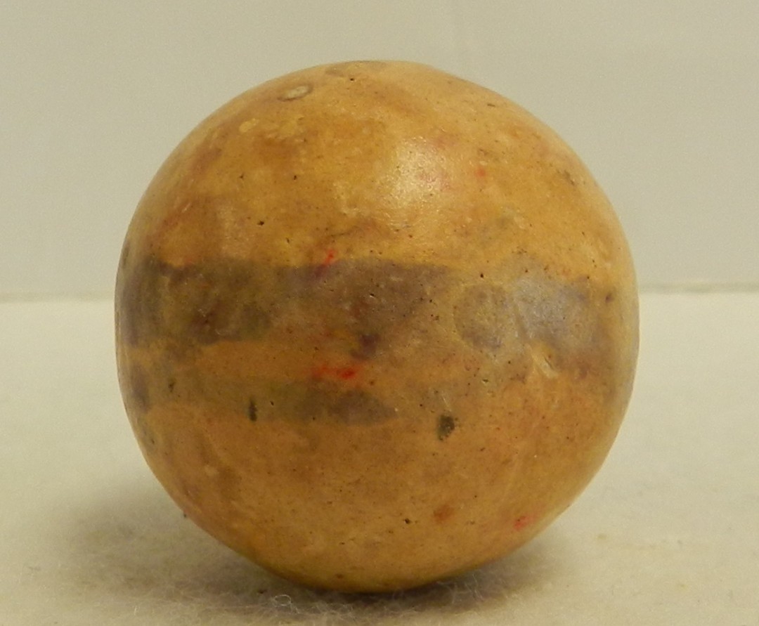 #21041m Vintage Ohio Made Rolled Commie Clay Shooter Marble 1.05 Inches
