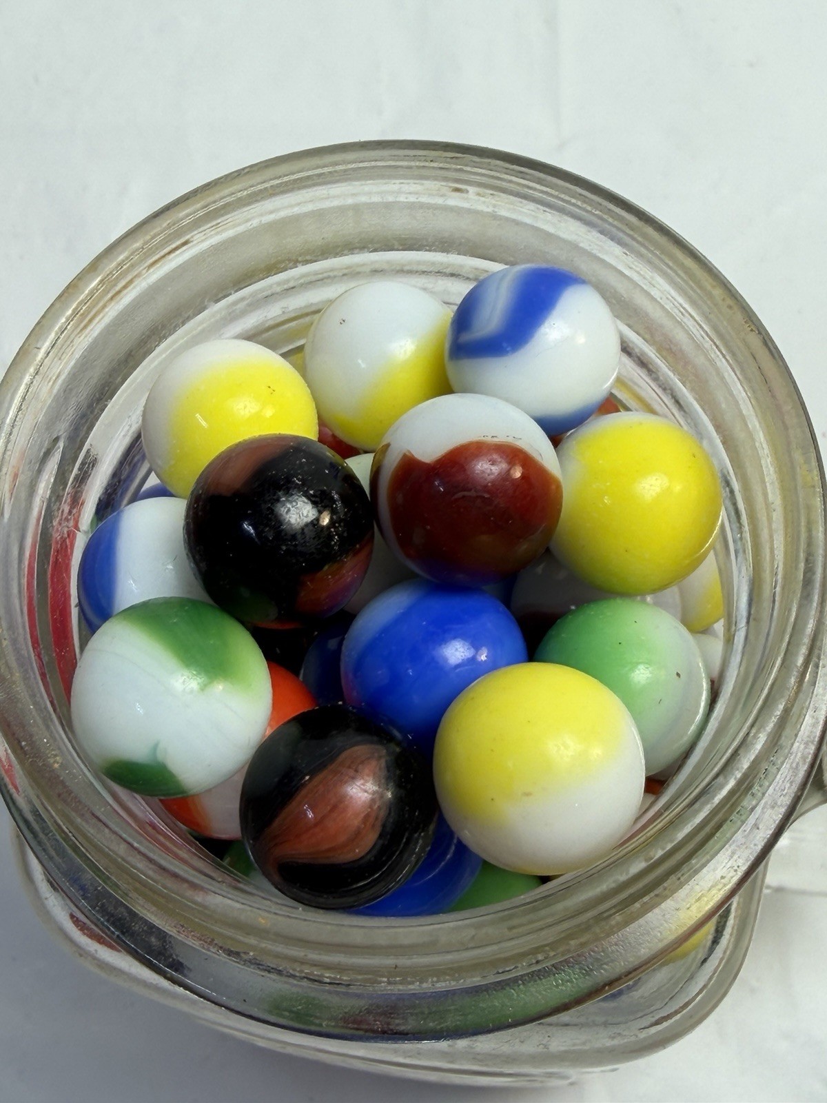 Vintage Mixed Marble Lot w/ Glass Jar Patch Swirl Assorted Colors