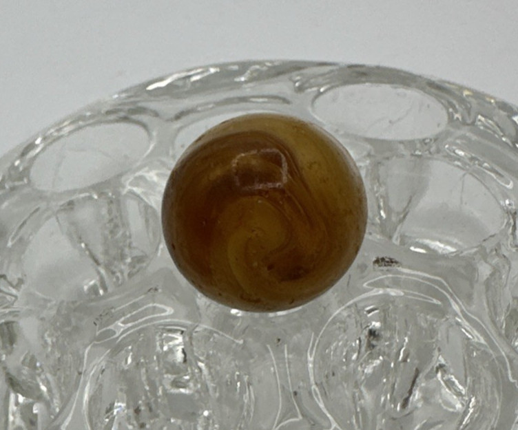 M F Christensen Amber Slag 21/32″ Pre-1943 UV Marble Vintage