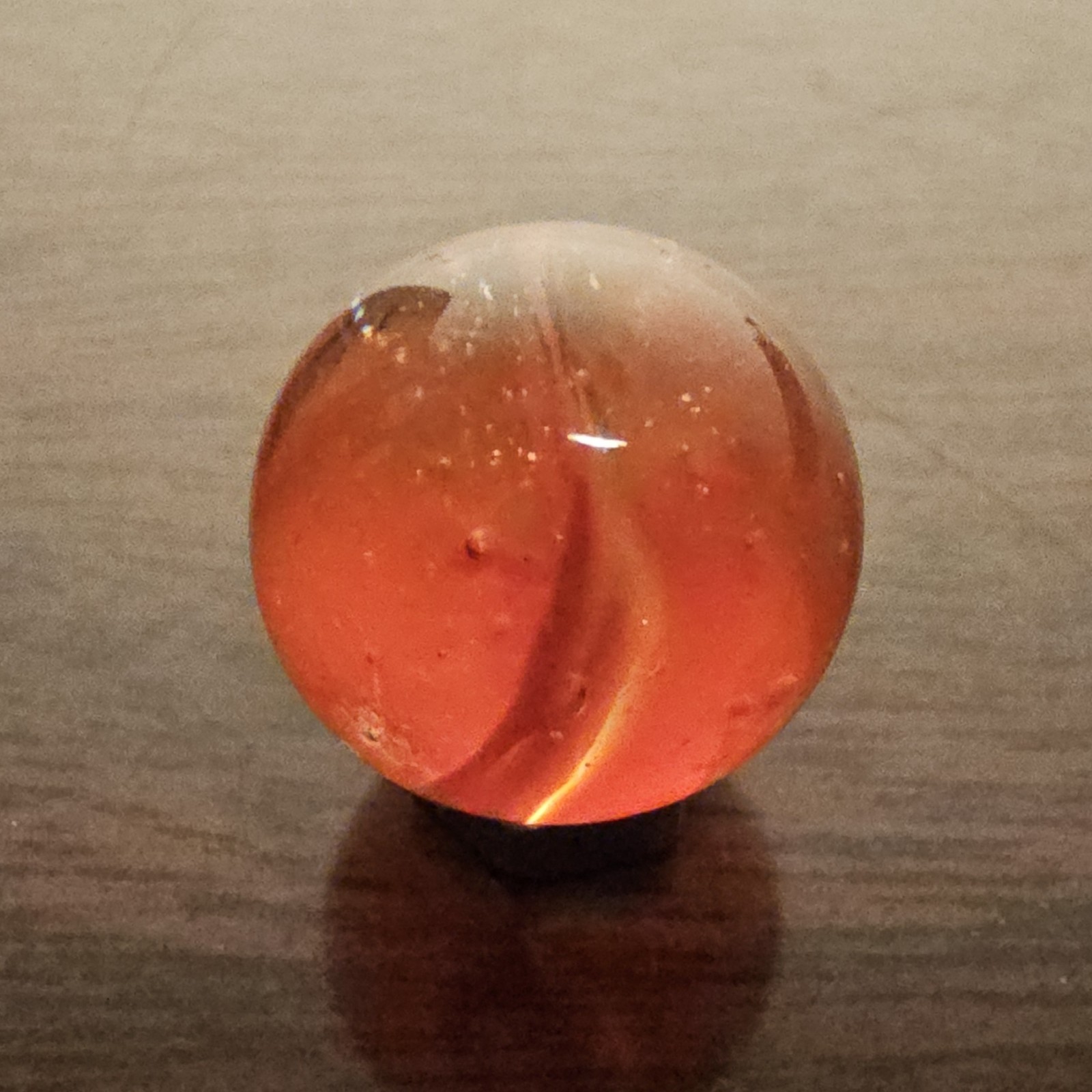 Vintage C.E. Bogard & Sons Orange 4 Lobe Cats Eye. 625 Marble Bubbles