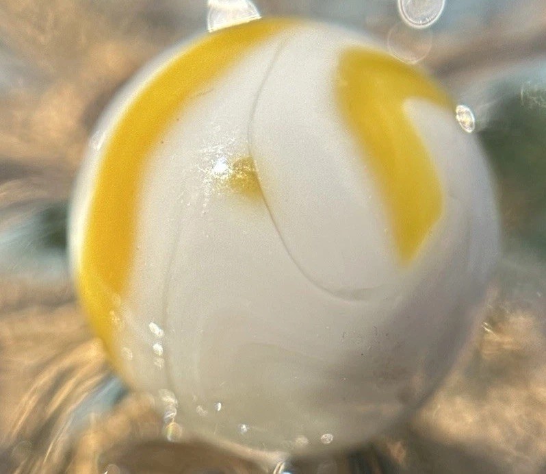Vintage Early Alley Agate Yellow Swirl Marble Collectible HTF .57”
