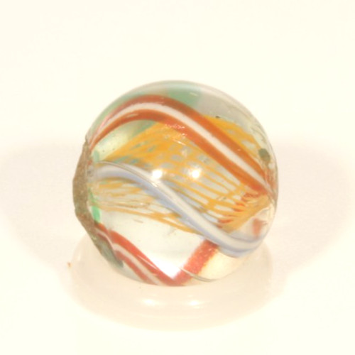 Antique German Orange Latticinio Pee Wee Swirl Marble 1/2″ Mint