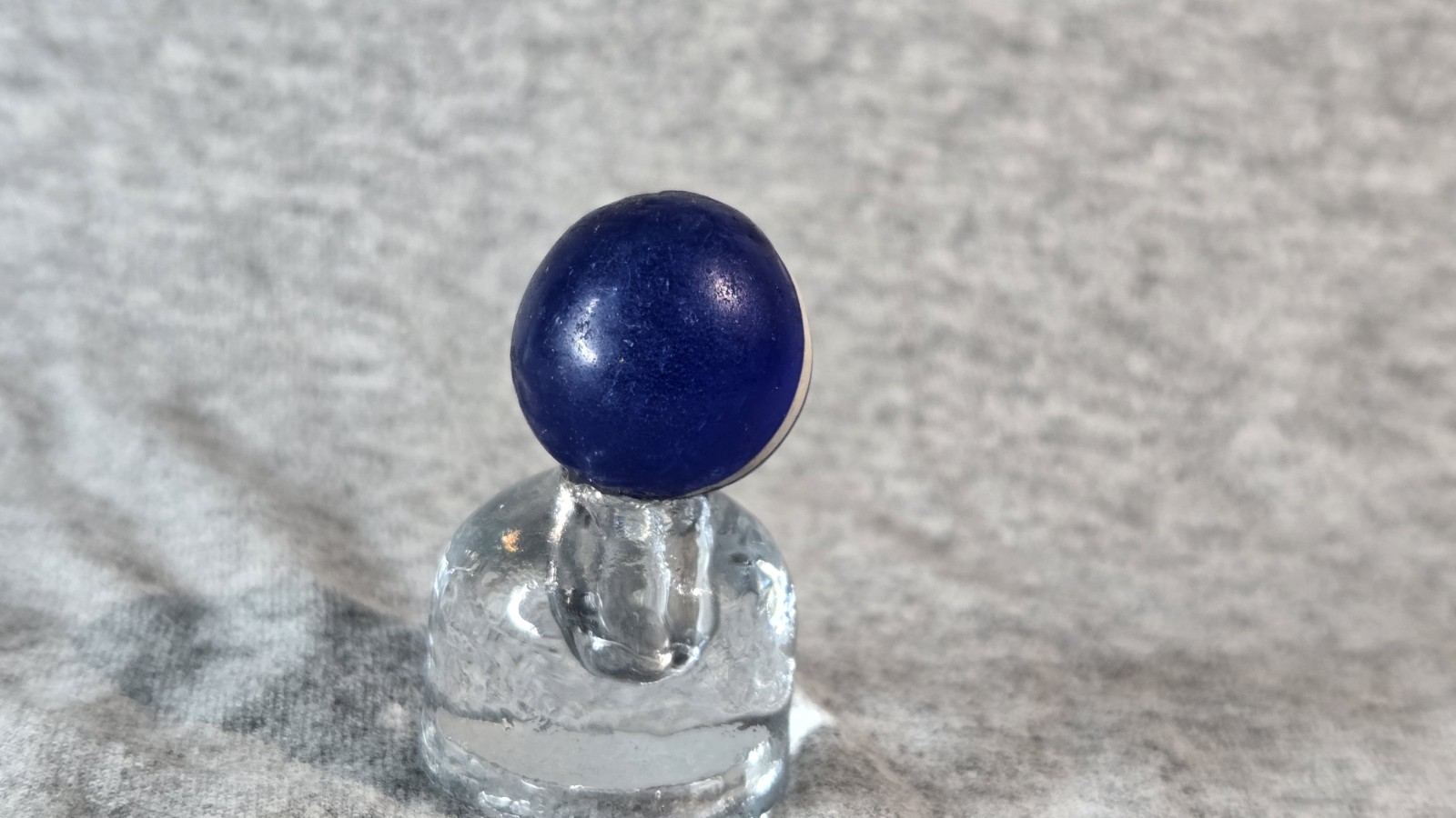 Handmade German Marble – Translucent Blue with Two White Stripes Vintage #001