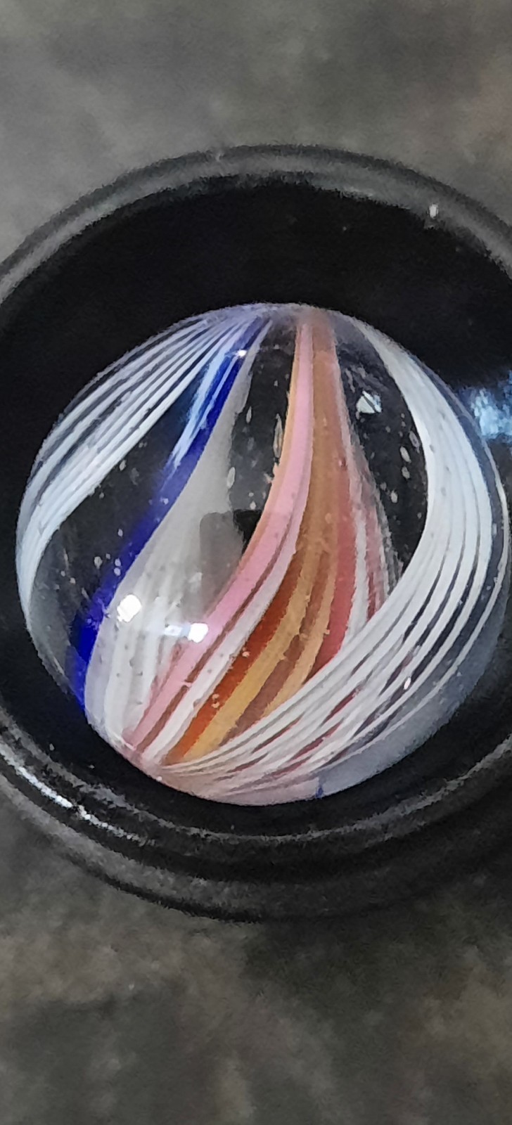 Antique German Ribbon Core Swirl Marble Vibrant Colors Approximately .650