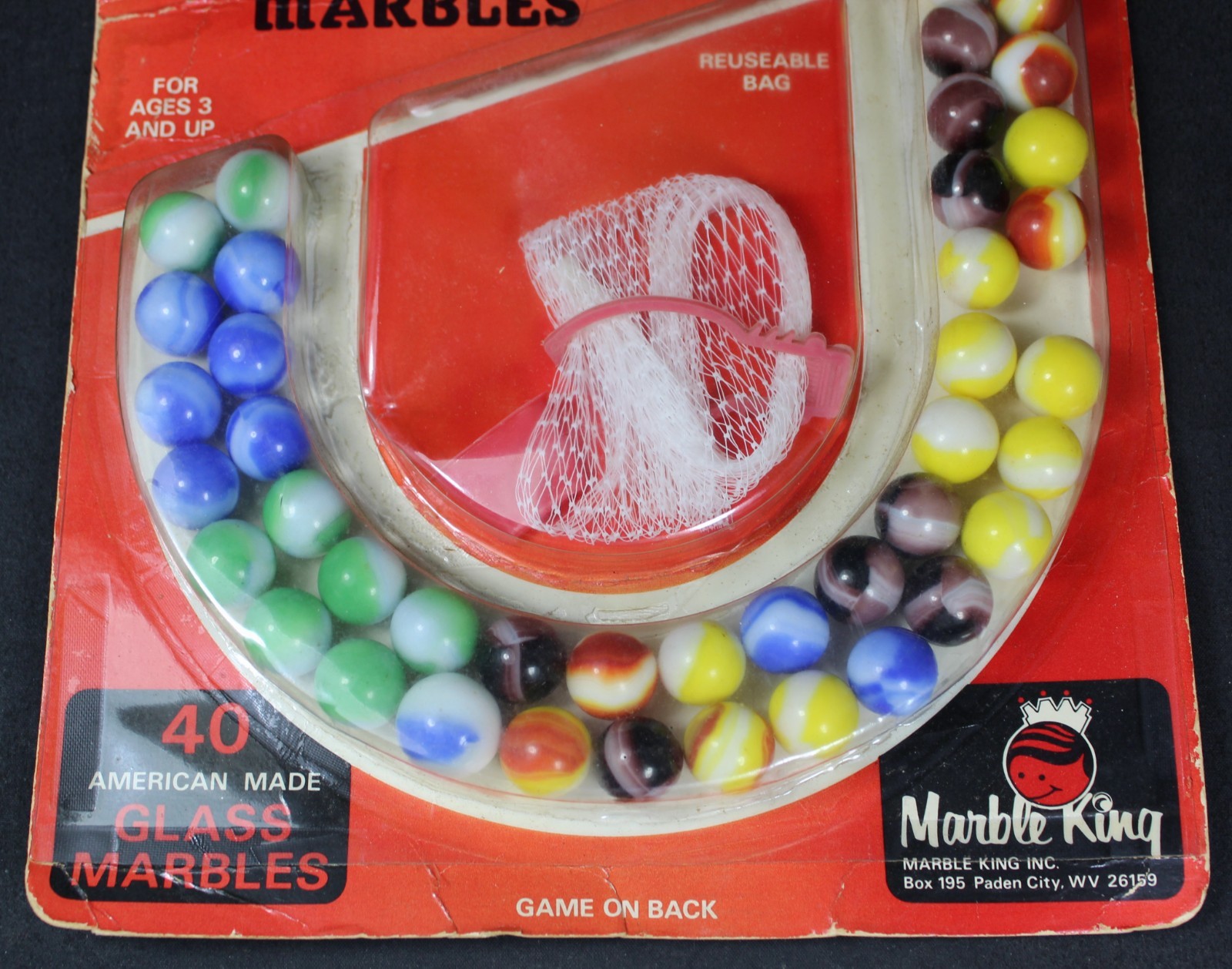 1965 Marble King (40) American Made Glass Marble MOC – New – Vintage