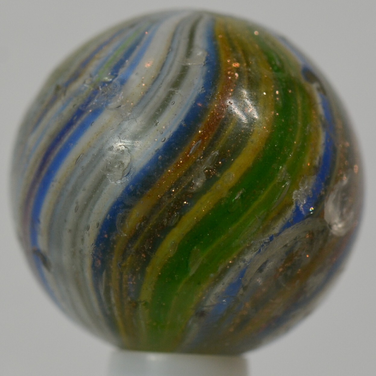 Handmade Onionskin Lutz Marble 3/4 in, Good+ Condition, Germany, 1860-1920 S1352