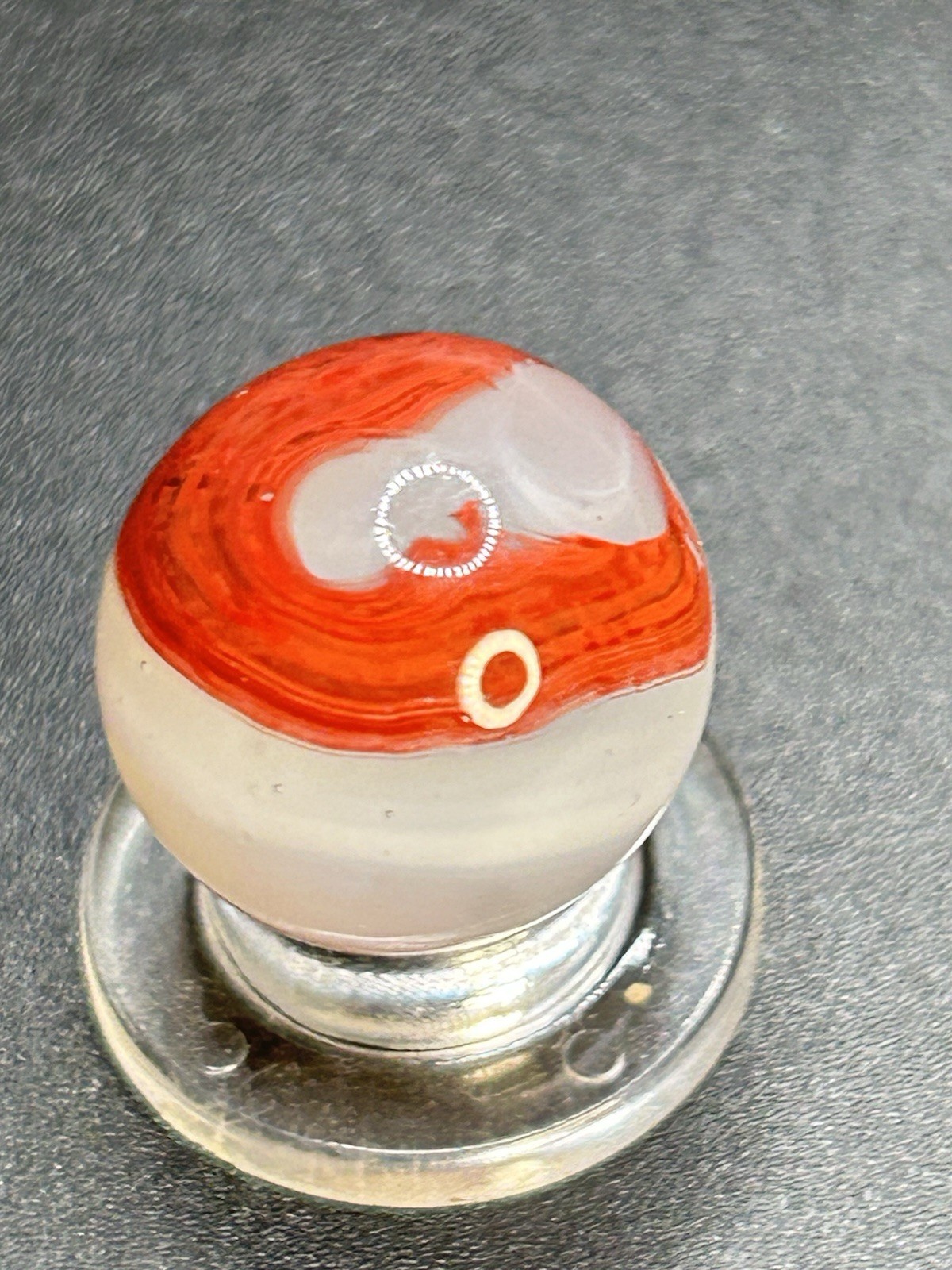 Vintage Akro Agate Silver Oxblood Marble Thick Oxblood Pattern 0.629”