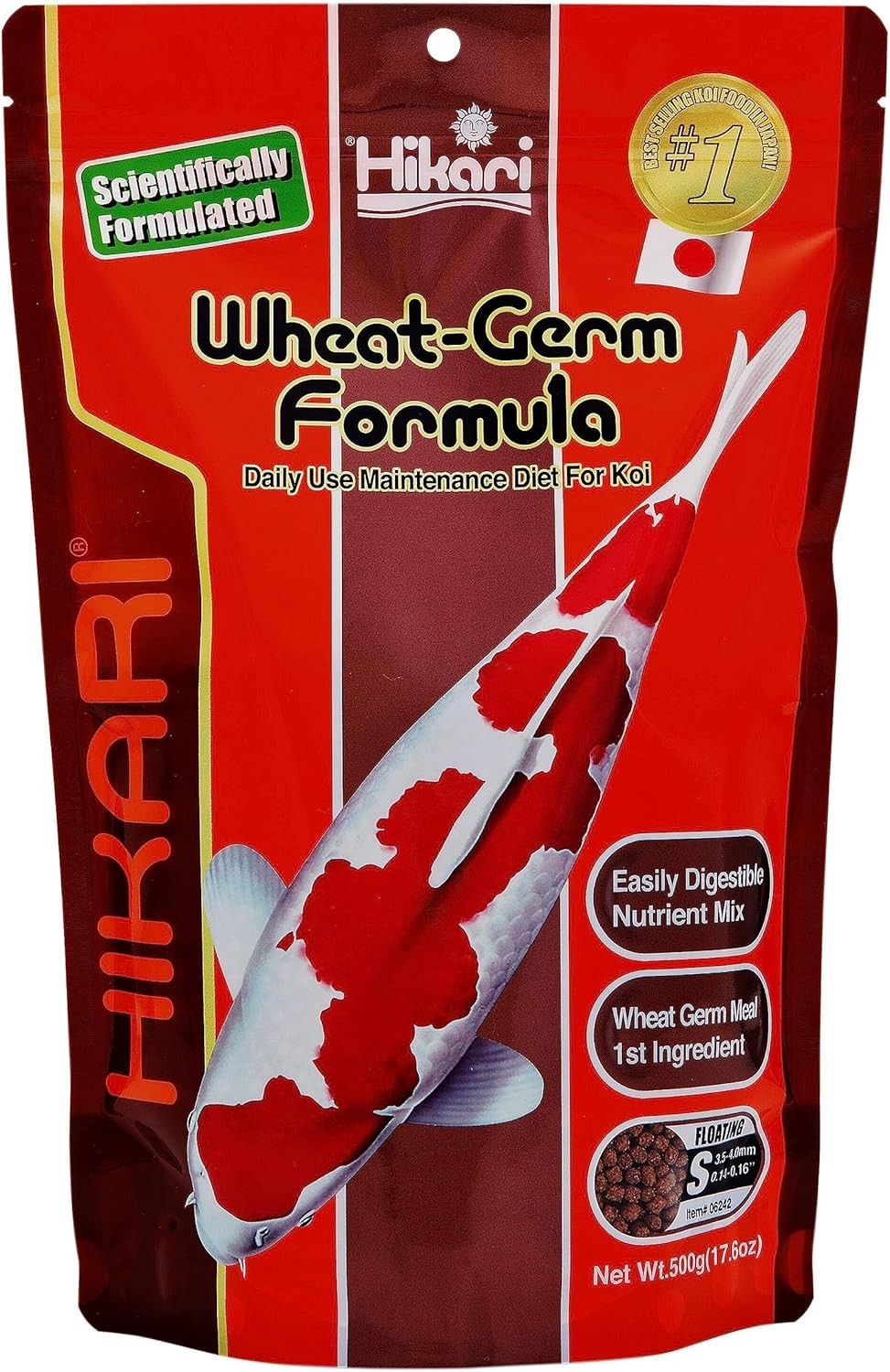 Highly Digestible Wheat Germ Fish Food 17.6 Ounce for Koi Goldfish Tropical Fish