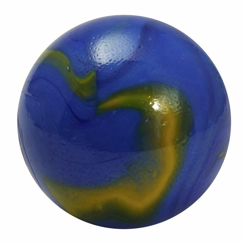 22mm Van Gogh Marble Shooters Pack of 5 Opaque Royal Blue w Yellow Swirls