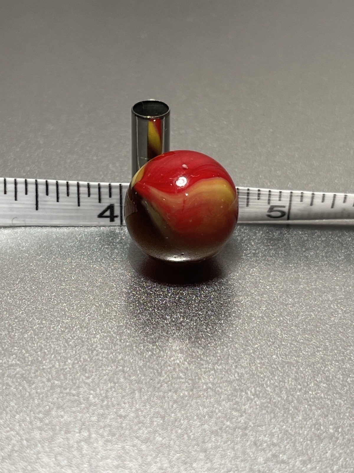 Red & Yellow Swirl Glass Marble, Machine Made, Age 17 Years & Up (Single)