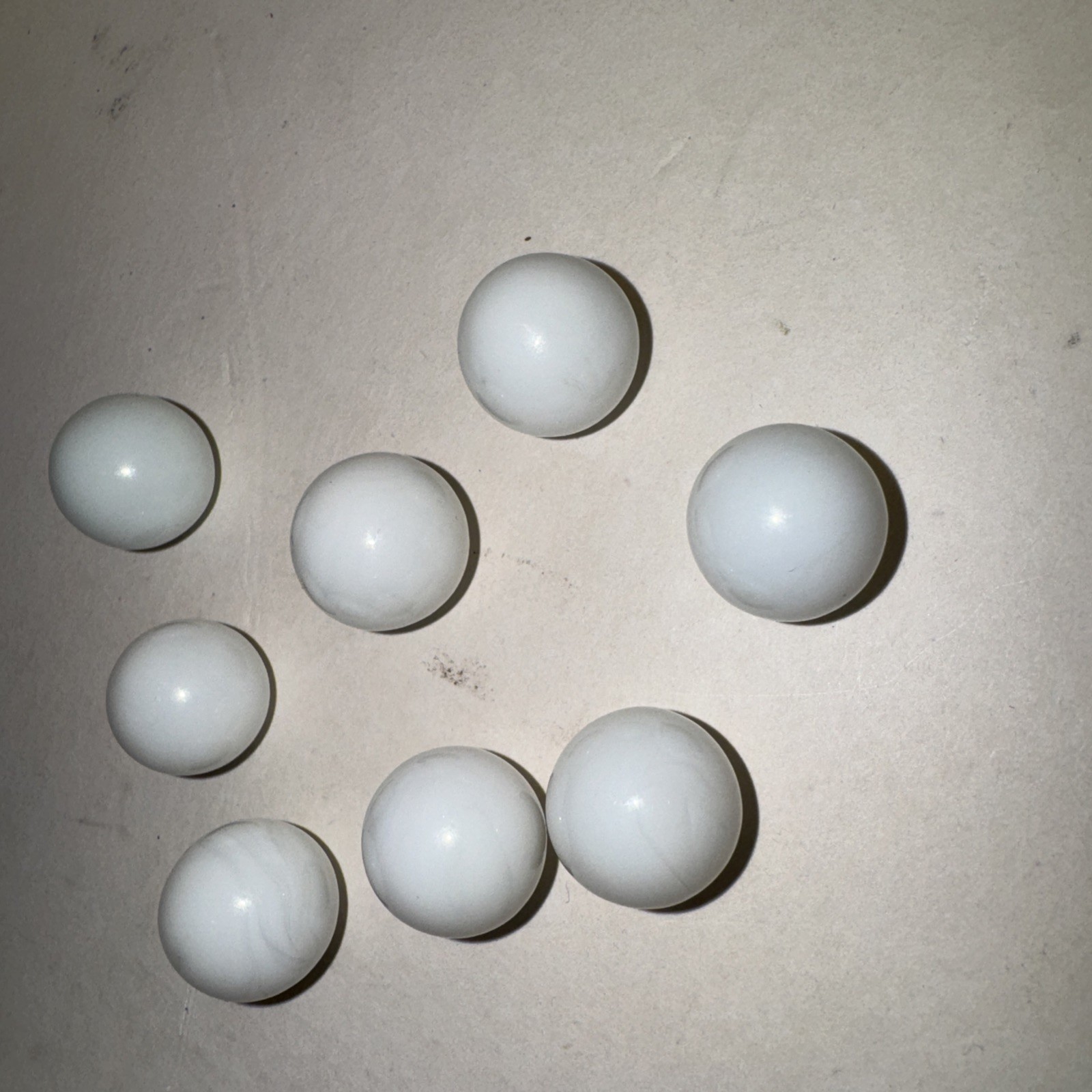 Lot Of 8 Vintage Pure White Marbles 1/2 in