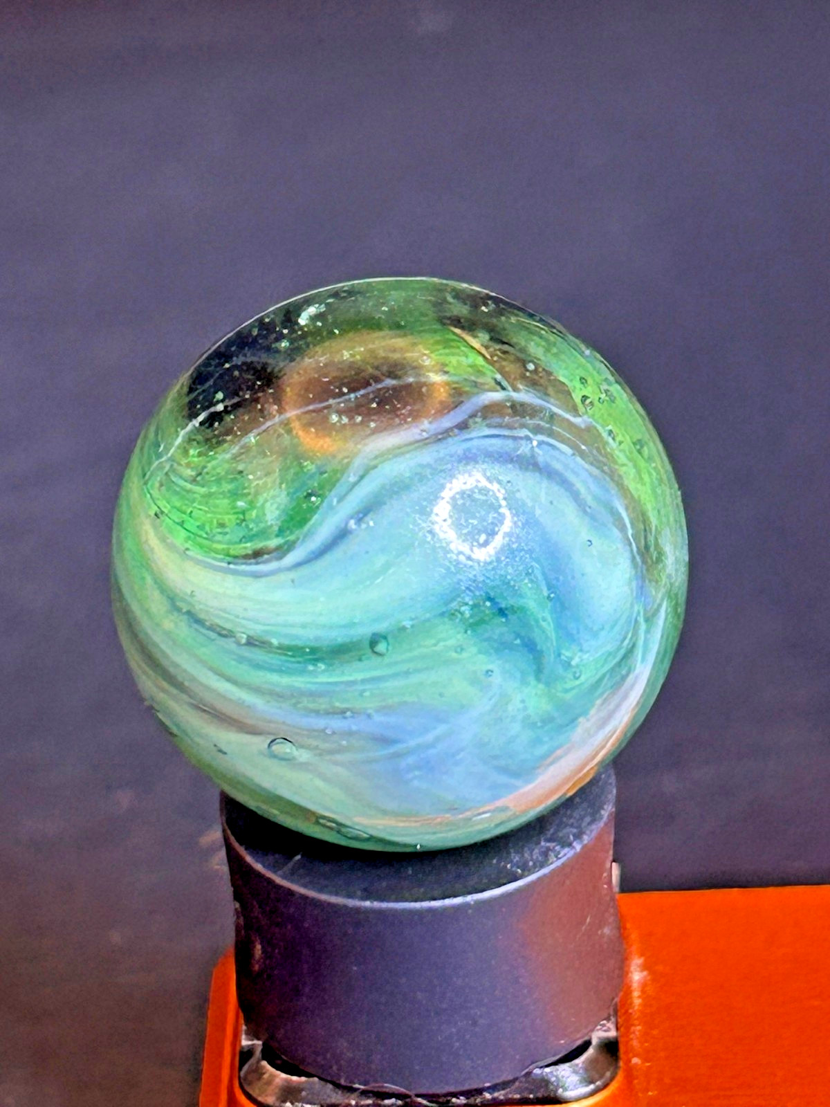 European Butterfly Sparkler Marble | Clear Base w/ Multi-Color Vanes | .96″ Shoo