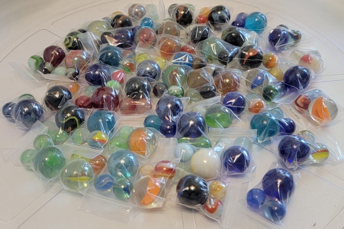 Lot of 150 Mixed Vintage SHOOTERs & Marbles PKGd in 50 individual bags of 3 each