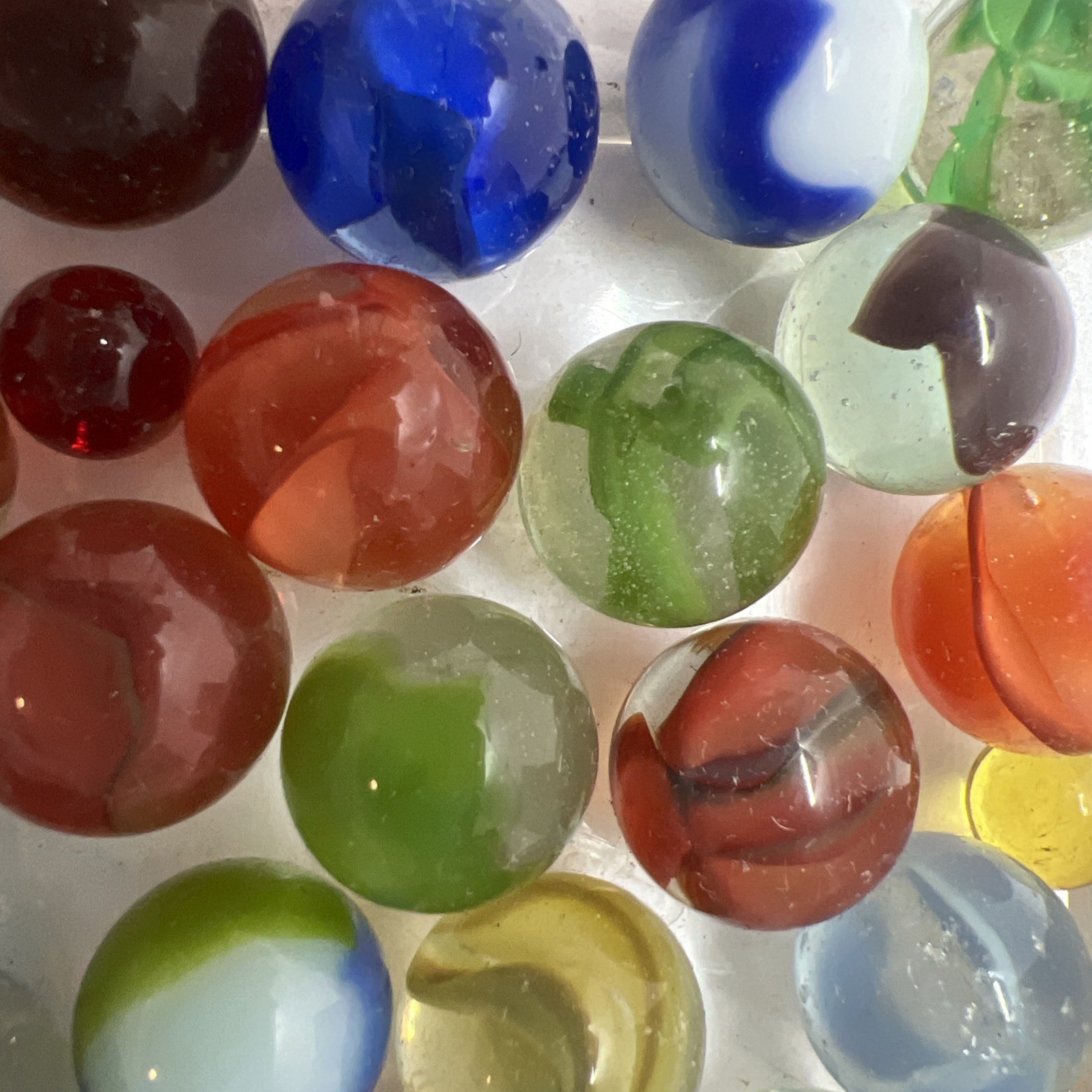 Estate Item Antique Vintage Lot Of 52 Clear/Swirl Glass Marbles