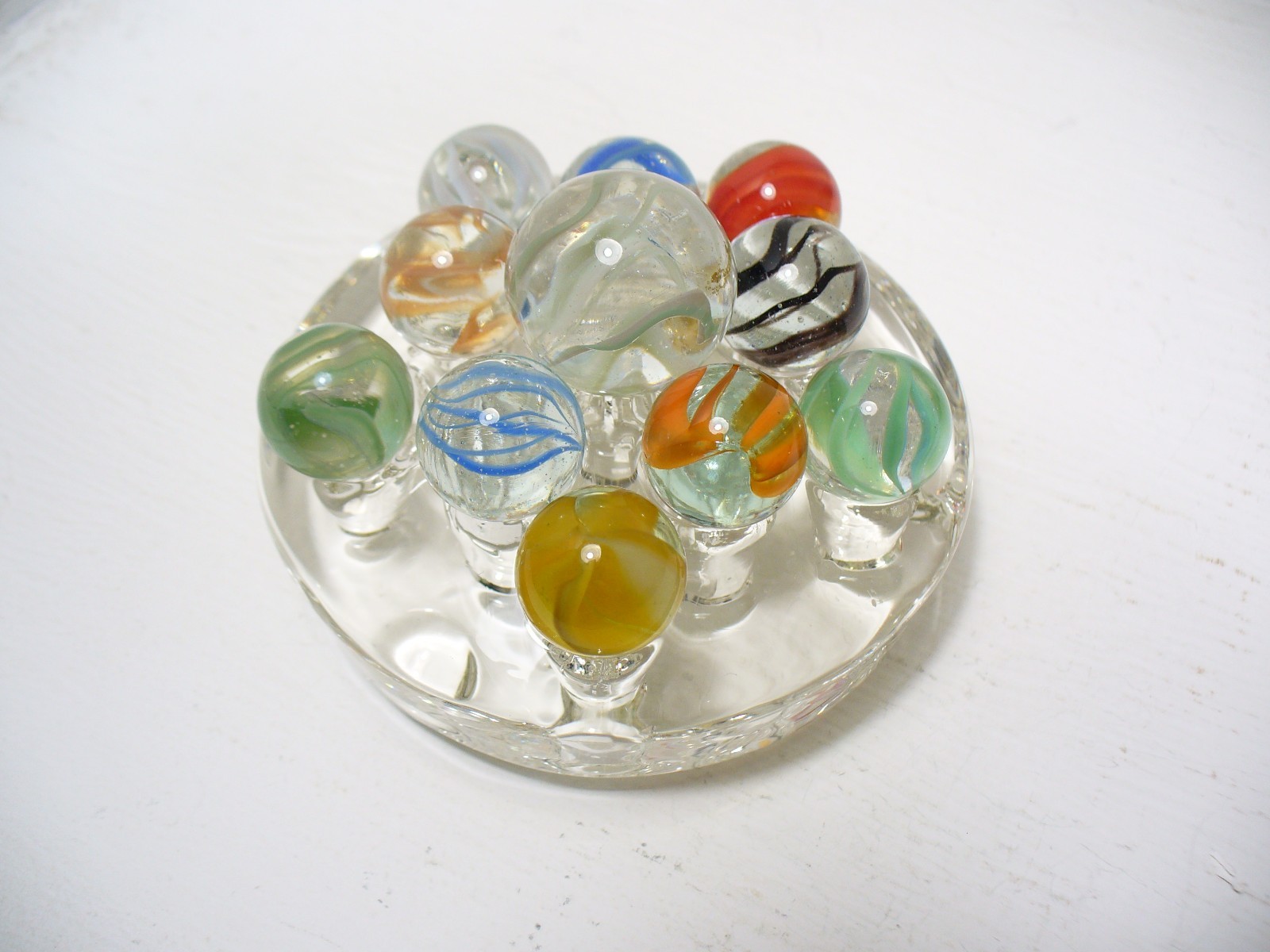 #971 Vintage Vitro Agate Cats Eye Marbles 11 pcs. 1 shooter and 10 regular