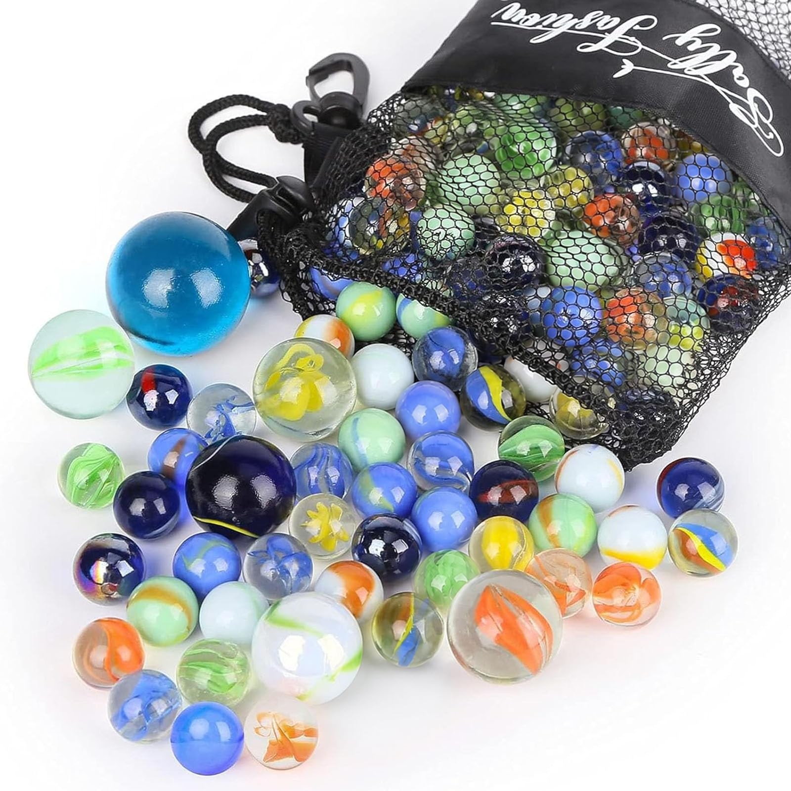 Glass Marbles 66PC Assorted Sizes Colored Bulk Toy for Kids DIY Home Decor
