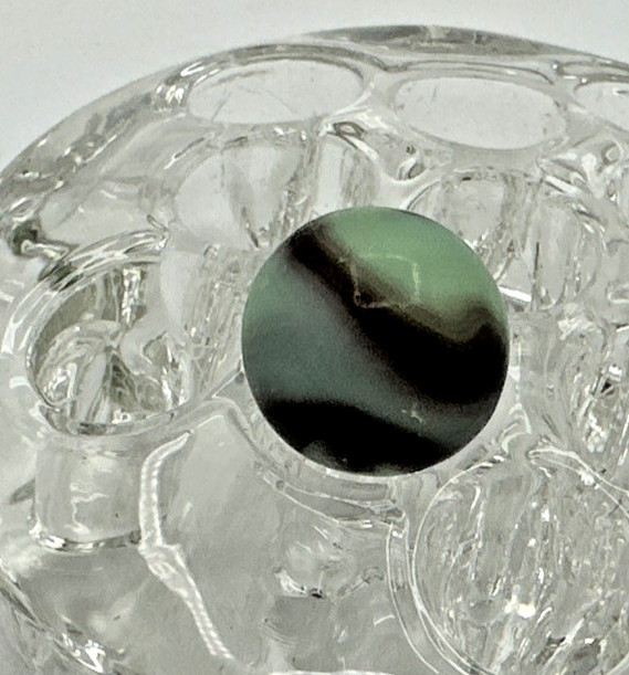 Alley Agate Pistachio Chocolate UV Swirl 5/8″ Marble Mint Green & Brown Smooth!
