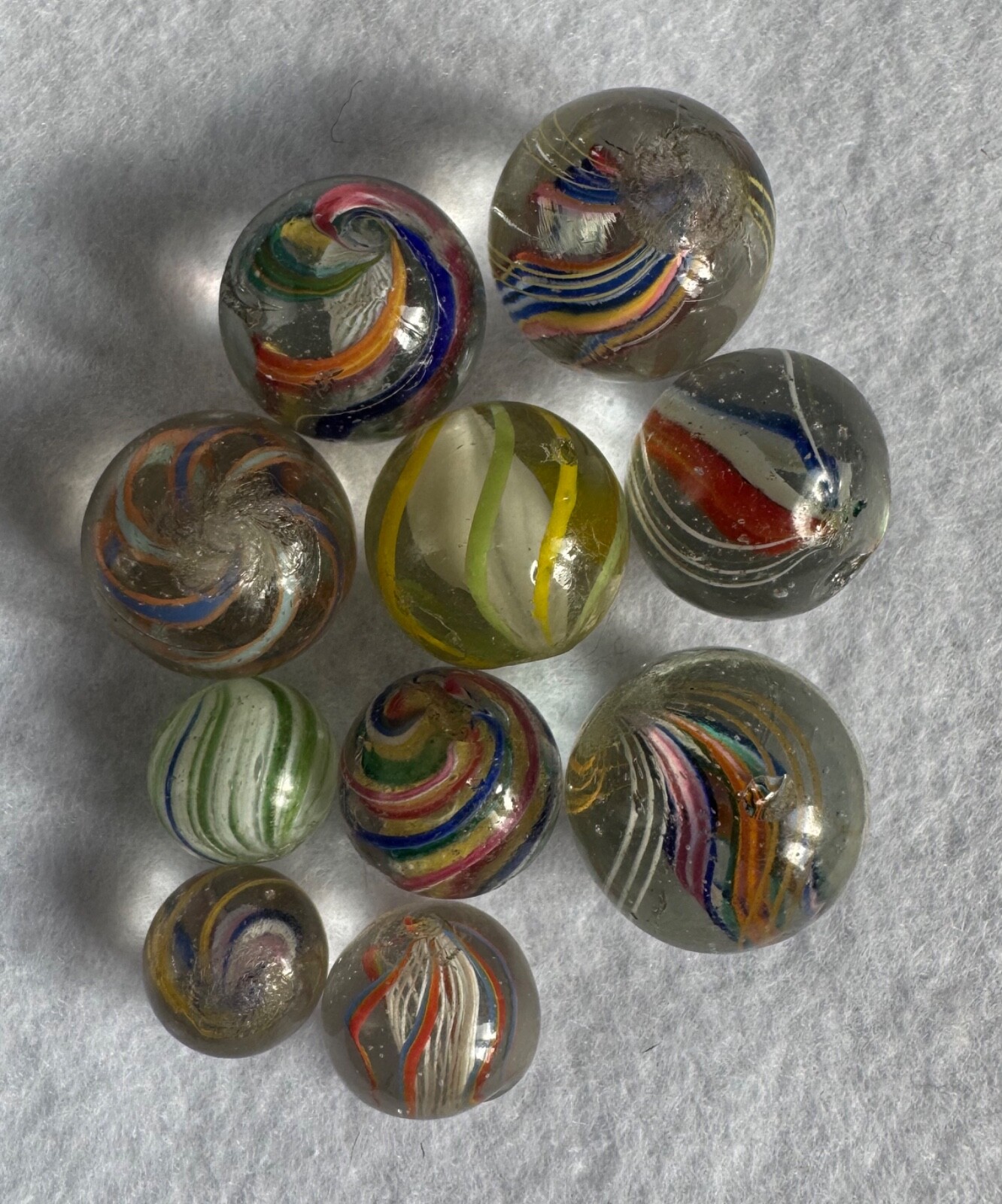 Superb Group Of 10 Marbles 12mm (15/32”) to 18.5mm (23/32”)