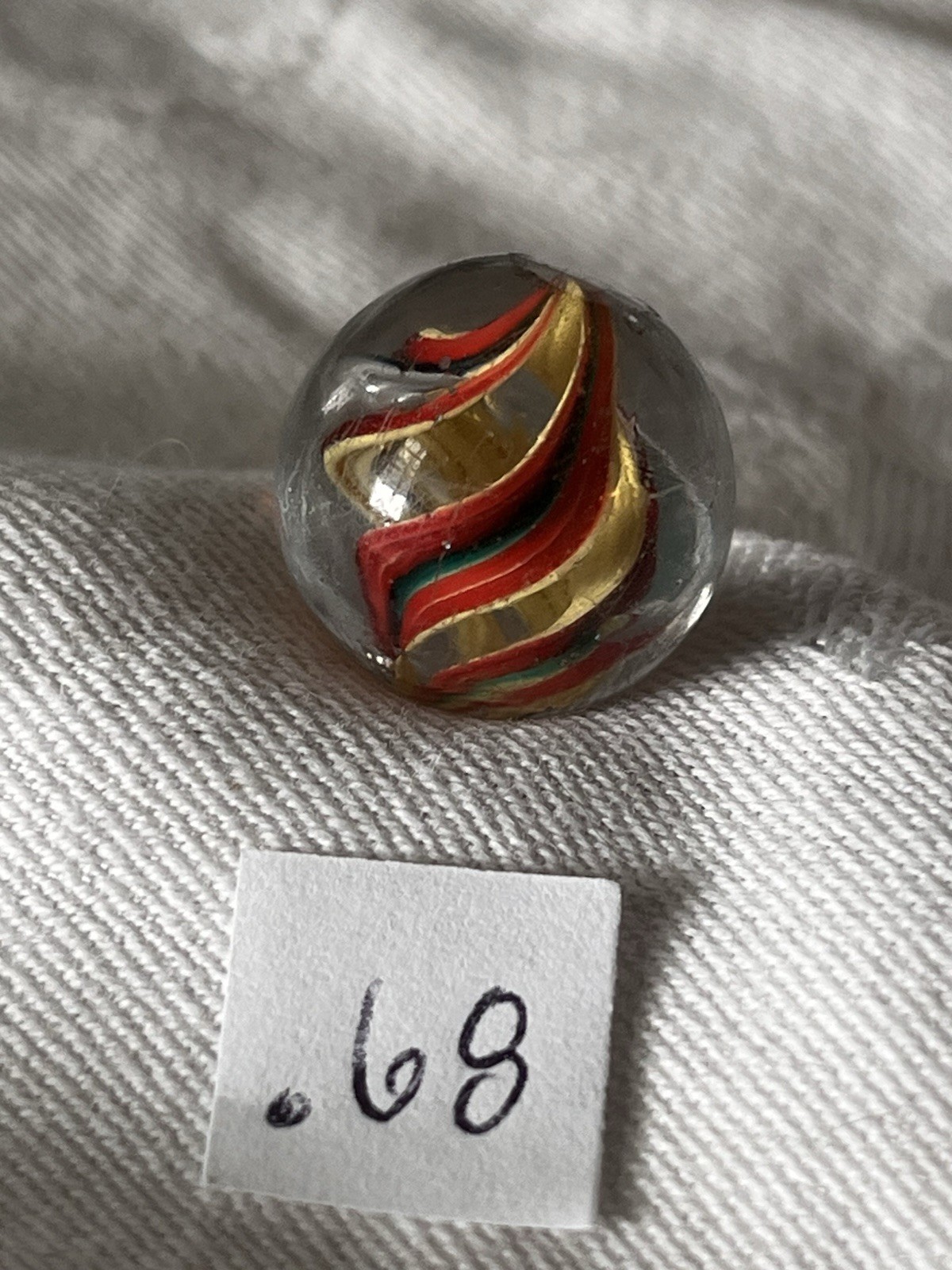 German Naked Divided Core Marble, Fire Polished Pontils. Not Polished, Nm