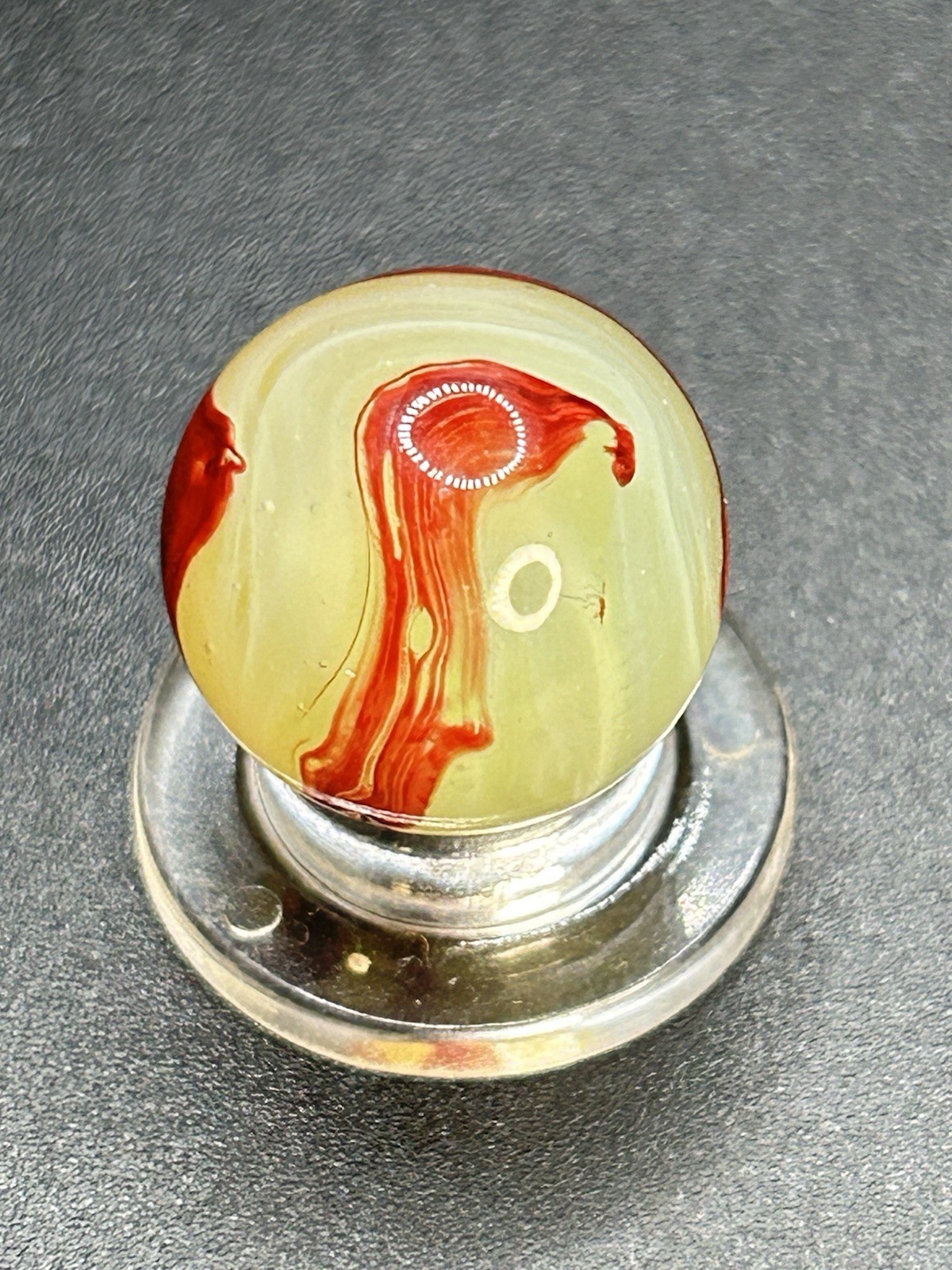 Vintage Akro Lemonade Oxblood Marble UV Active Wide Oxblood Pattern 0.591”