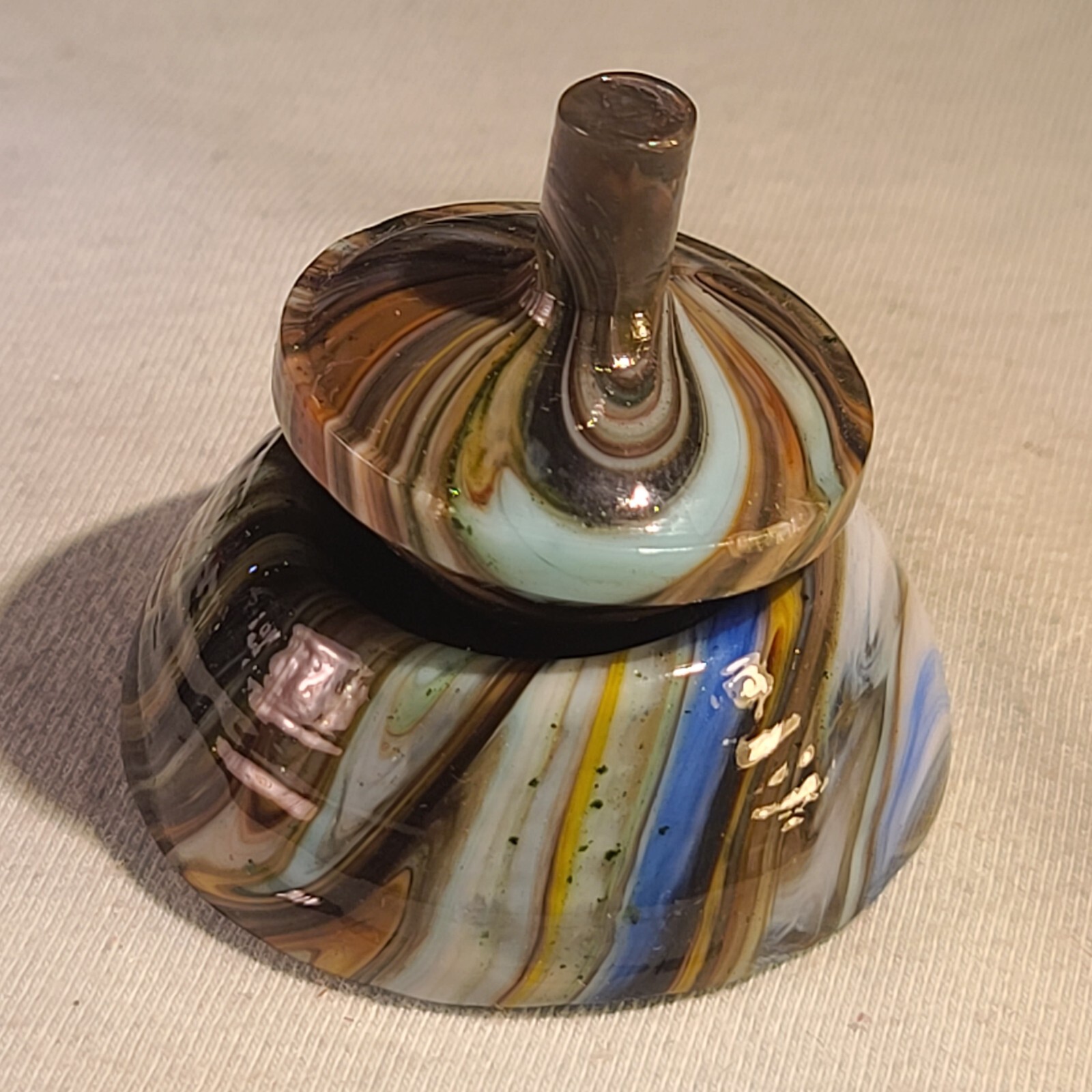 ANDY DAVIS, Glass Art Spinning Top & Base, Tom Jinks Run (?), #259C