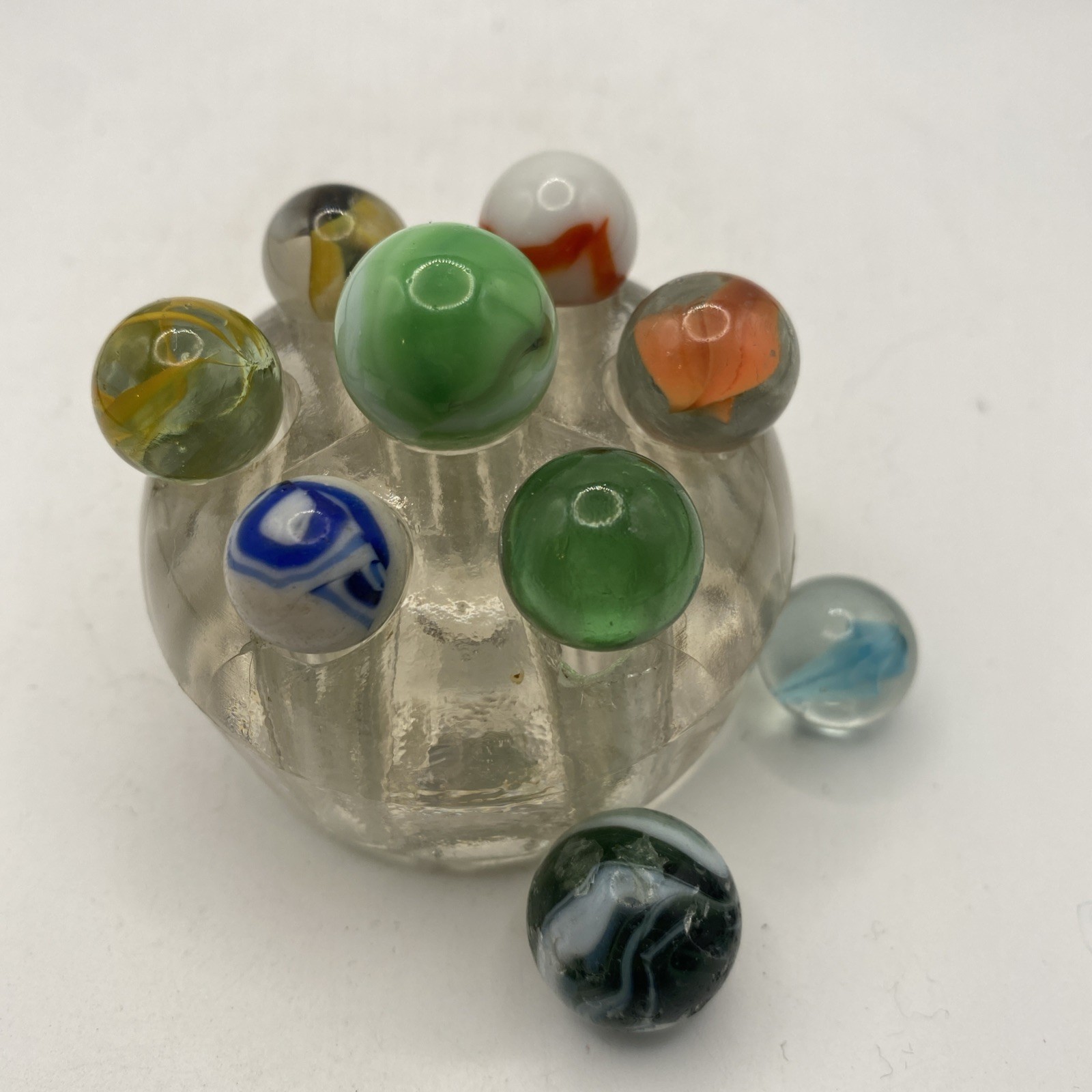 Set 9 VTG Small & Medium Marbles Various Sizes Colors (does Not Include Stand)