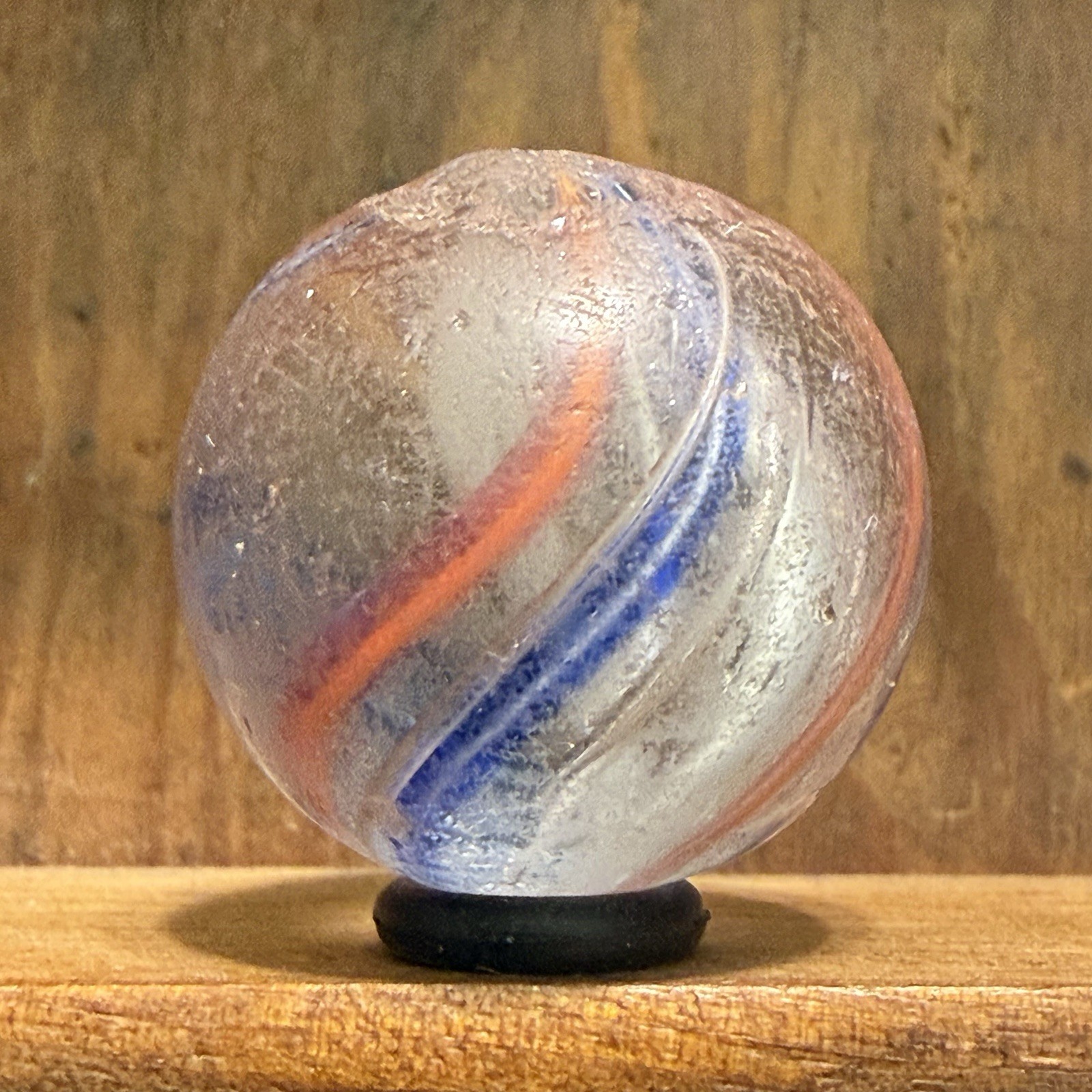 Antique German Handmade Latticinio Core Swirl Marble 29/32” Good(+) | 275