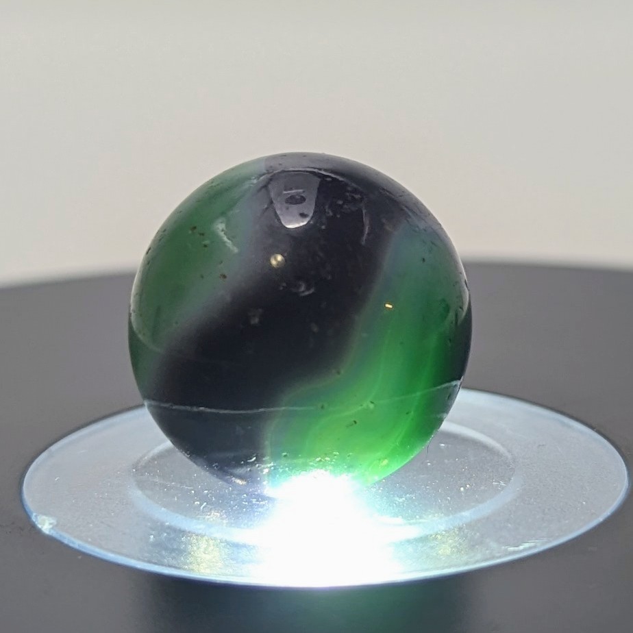 Vintage 1930s West Virginia Swirl Shooter Marble 0.86″ Translucent Green Purple