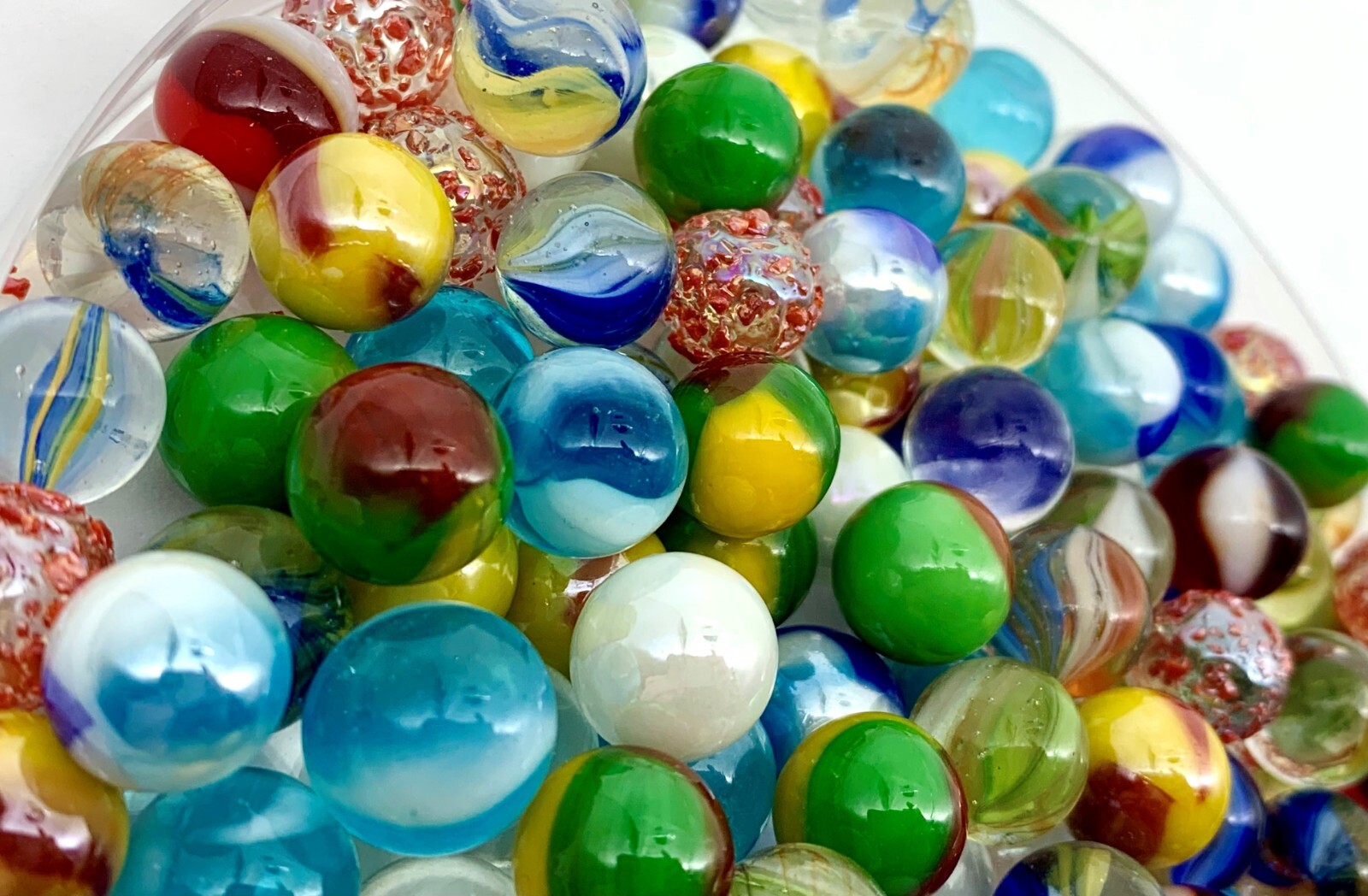 NEW for 2024! Pk 25 Bulk Assorted PeeWee Glass Marbles 12mm Oxygen Princess etc.