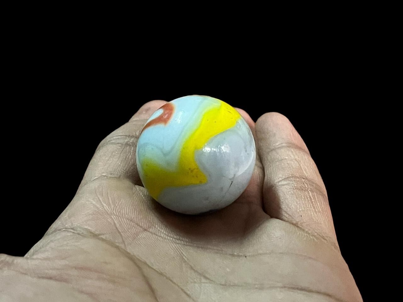 1920s Vintage Original Handmade Divided Core Swirl Colorful Glass Marble Germany