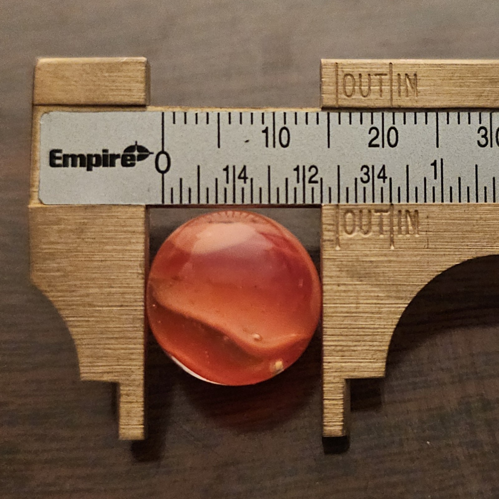 Vintage CE Bogard Orange Floppy 4-Lobe .625″ Glass Marble