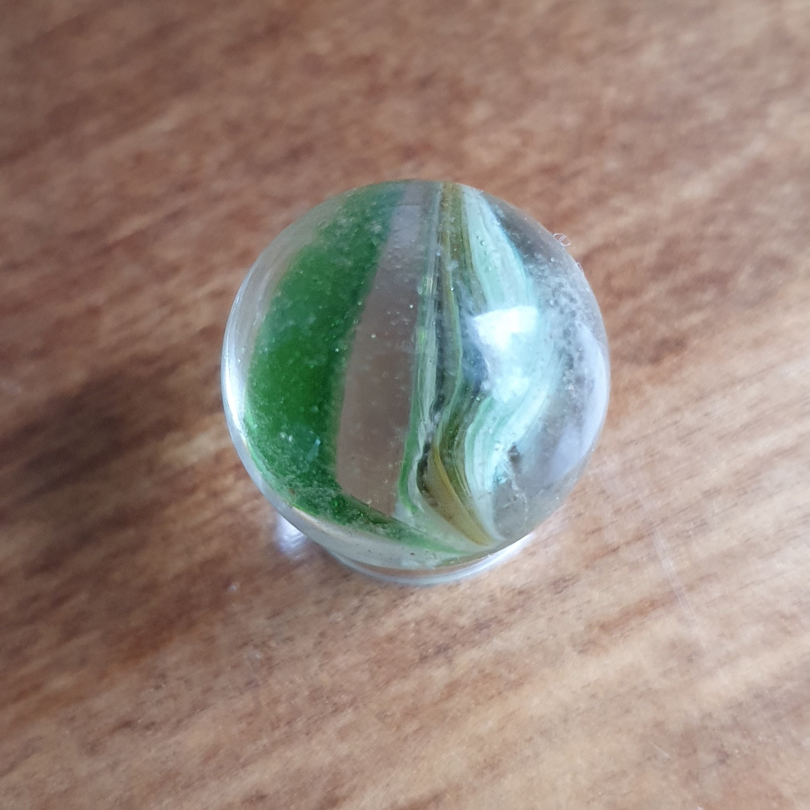 French European Sparkler Marble 1950s 60s Green White Brown Yellow Reacts To UV