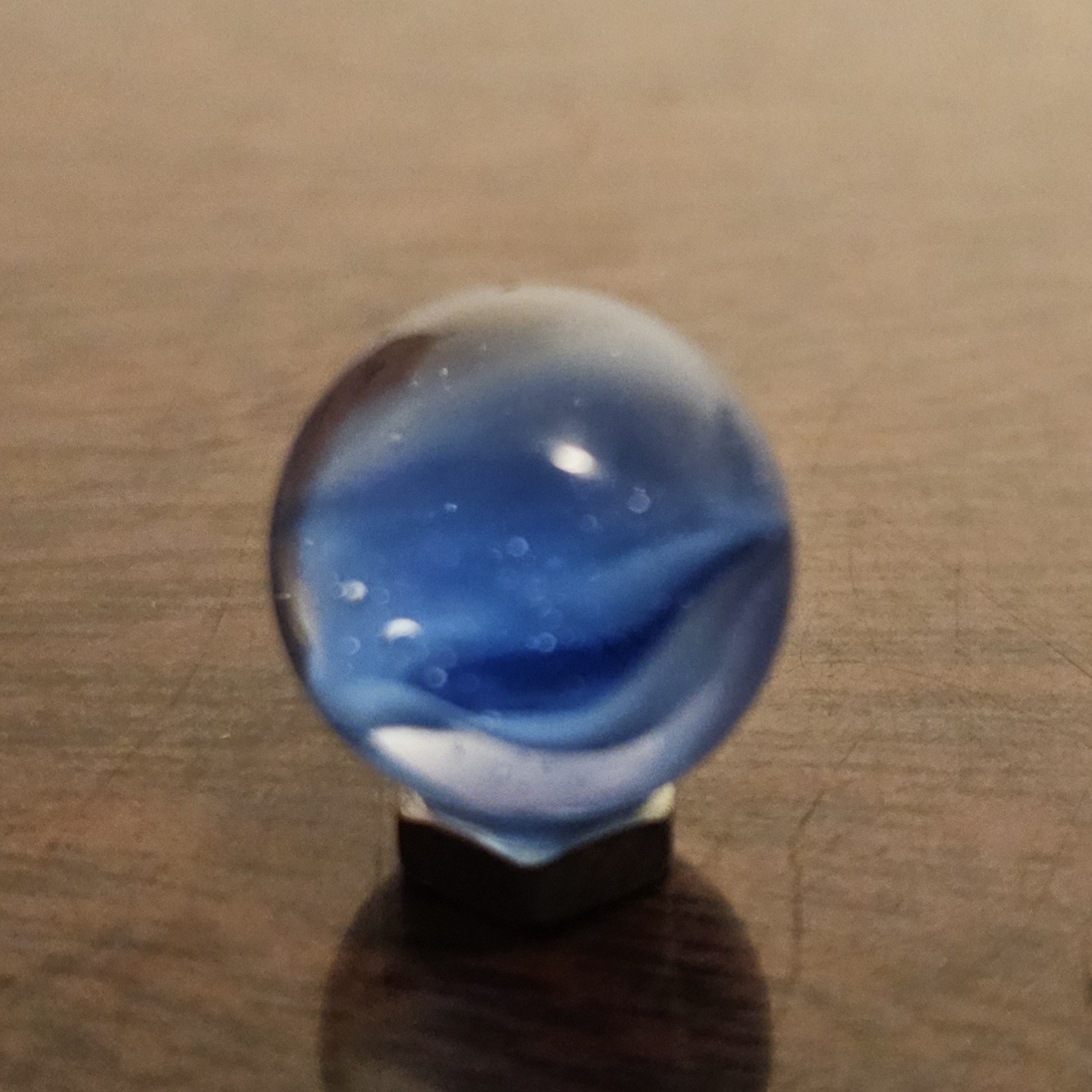 Vintage CE Bogard 4-Lobe Collapsed Floppy Hybrid Blue Clear O.593″ Marble