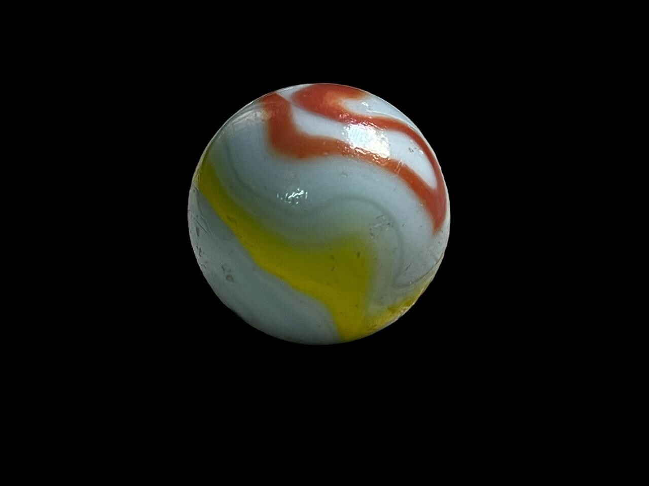 1920s Vintage Original Handmade Divided Core Swirl Colorful Glass Marble Germany