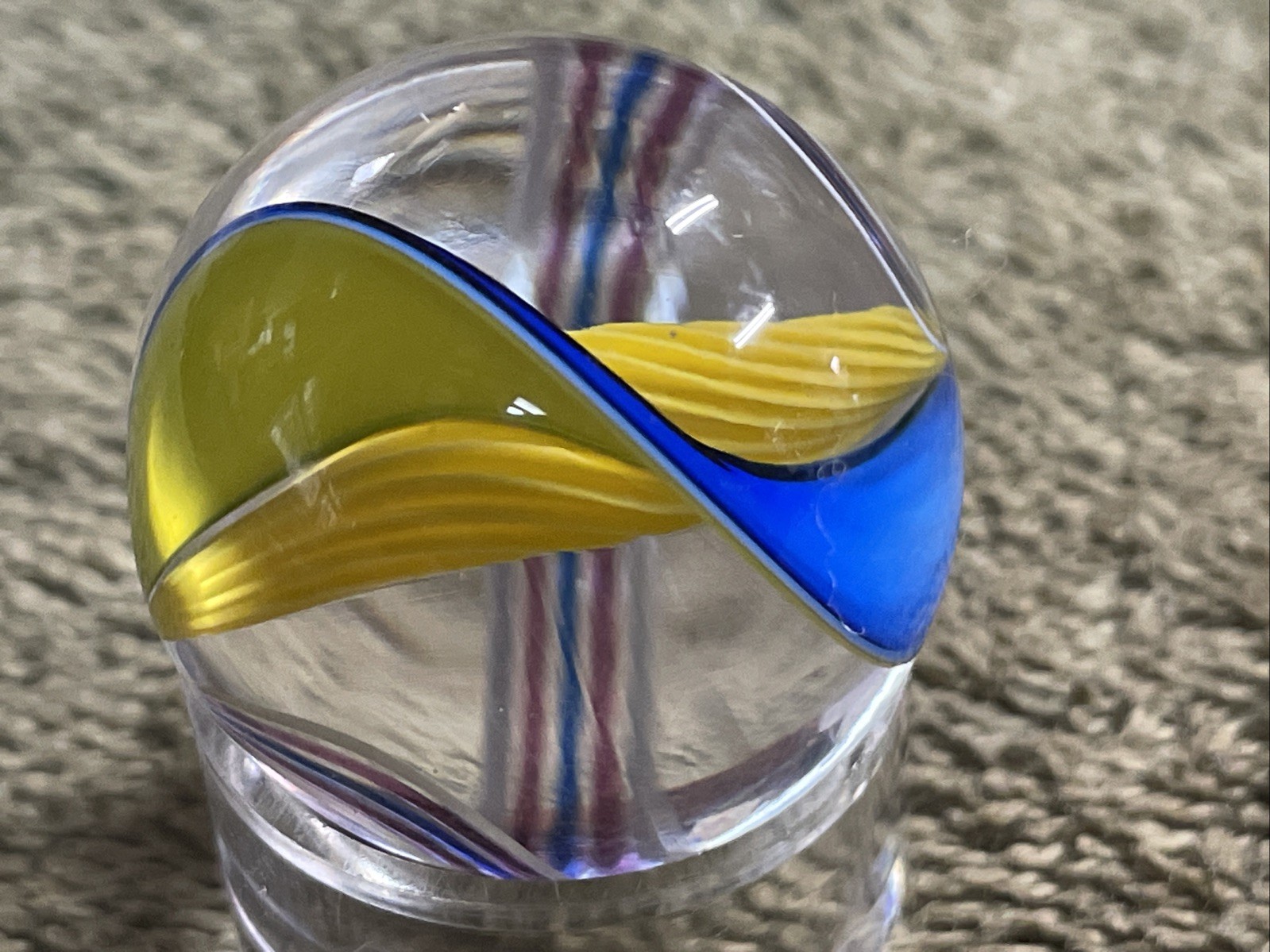 Handmade Contemporary Glass Art Marble 1.1” Spiral Dichroic Swirl