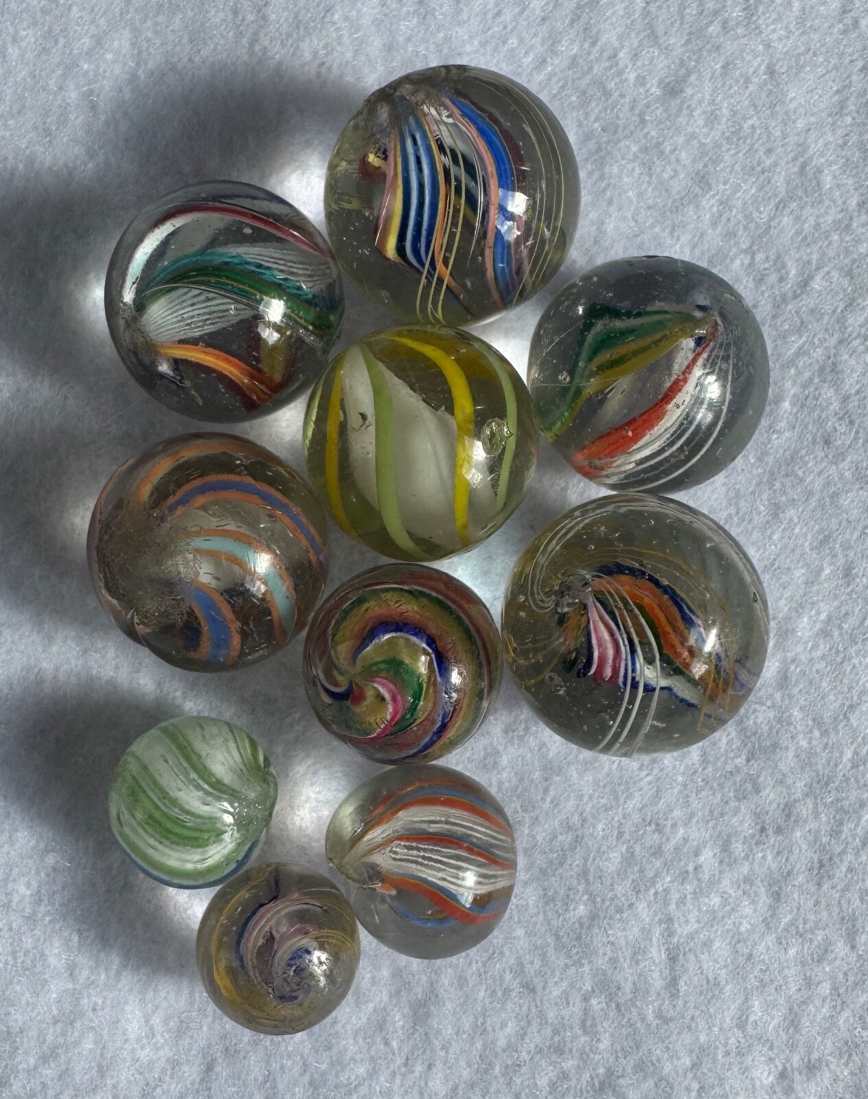 Superb Group Of 10 Marbles 12mm (15/32”) to 18.5mm (23/32”)