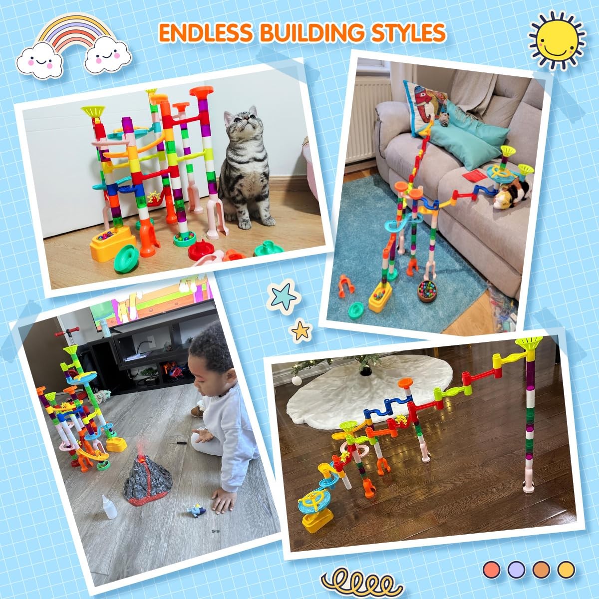 Marble Run, 135pcs Maze Game Construction Building 10cm x 30cm x 36cm