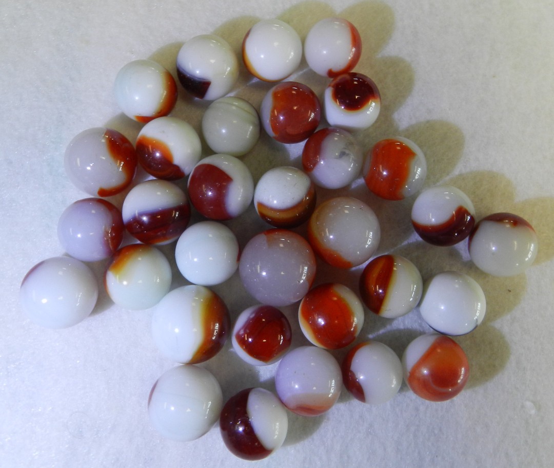 #20945m Vintage Group or Bulk Lot of 30 Mixed Company Patch Marbles