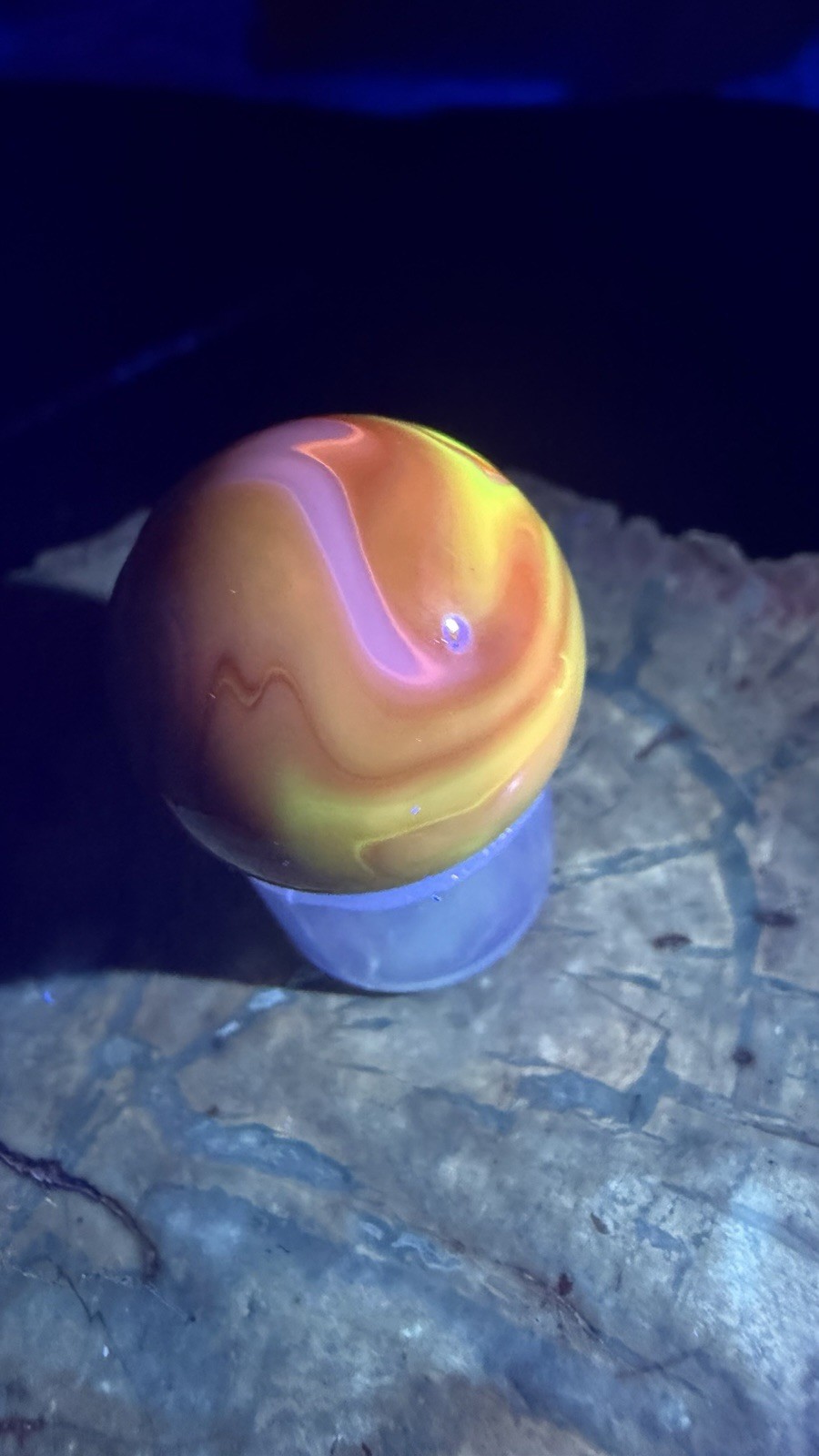 RARE Vintage Peltier NLR Liberty Swirl Marble Shooter 0.718″ UV Uranium Glow