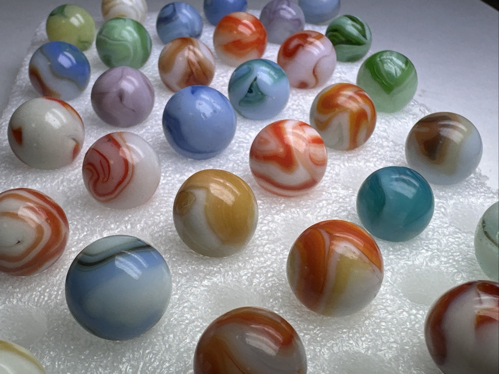 199 Lot Of 30 Vintage Heaton Agate Swirl Marbles!