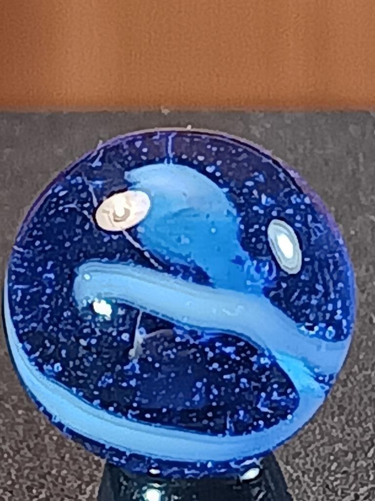 5/8″ Vacor Transparent Cobalt Saphire Blue Jay Pearl White NM Serious Marble B51